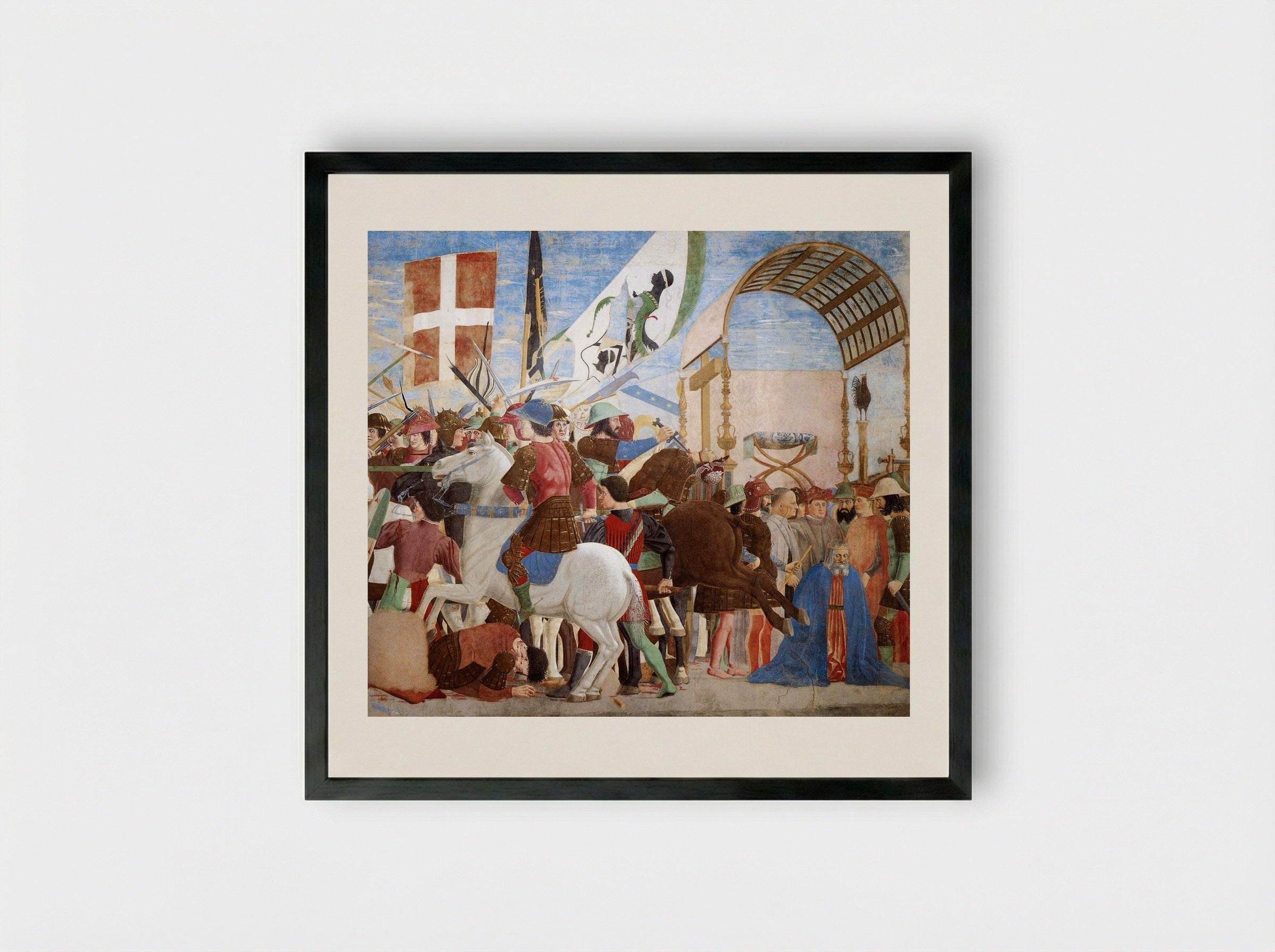 Battle between Heraclius and Chosroes - Piero della Francesca - Framed Print Black