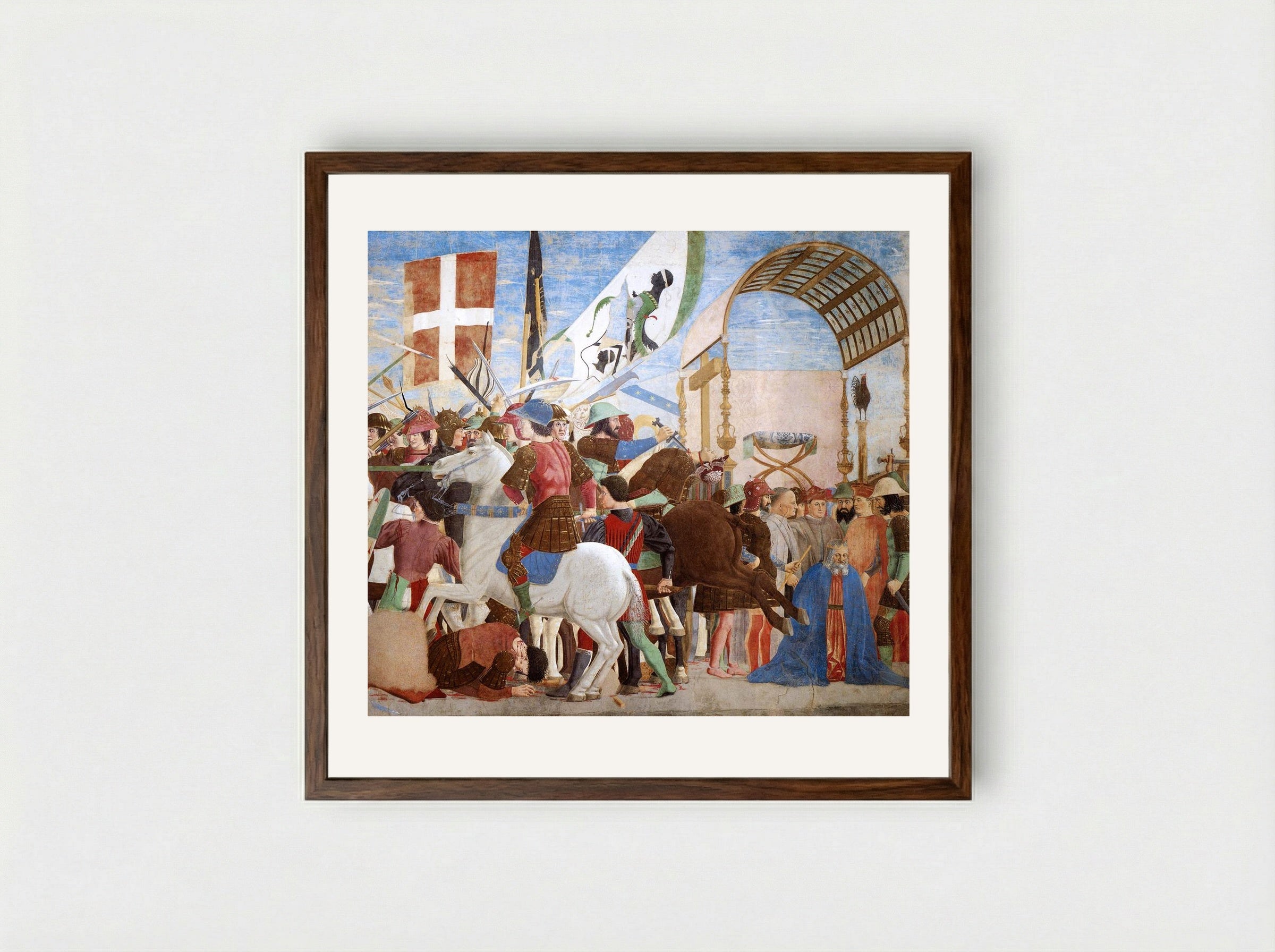 Battle between Heraclius and Chosroes - Piero della Francesca - Framed Print Dark Wood