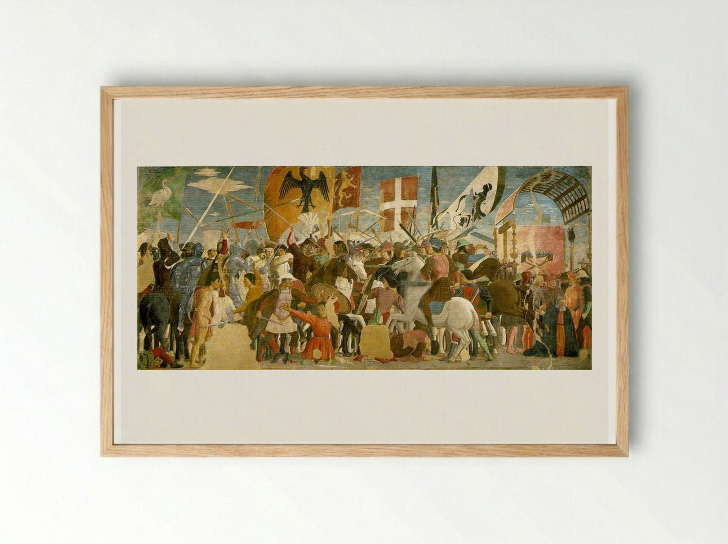 Battle between Heraclius and Chosroes - Piero della Francesca - Framed Print Wood