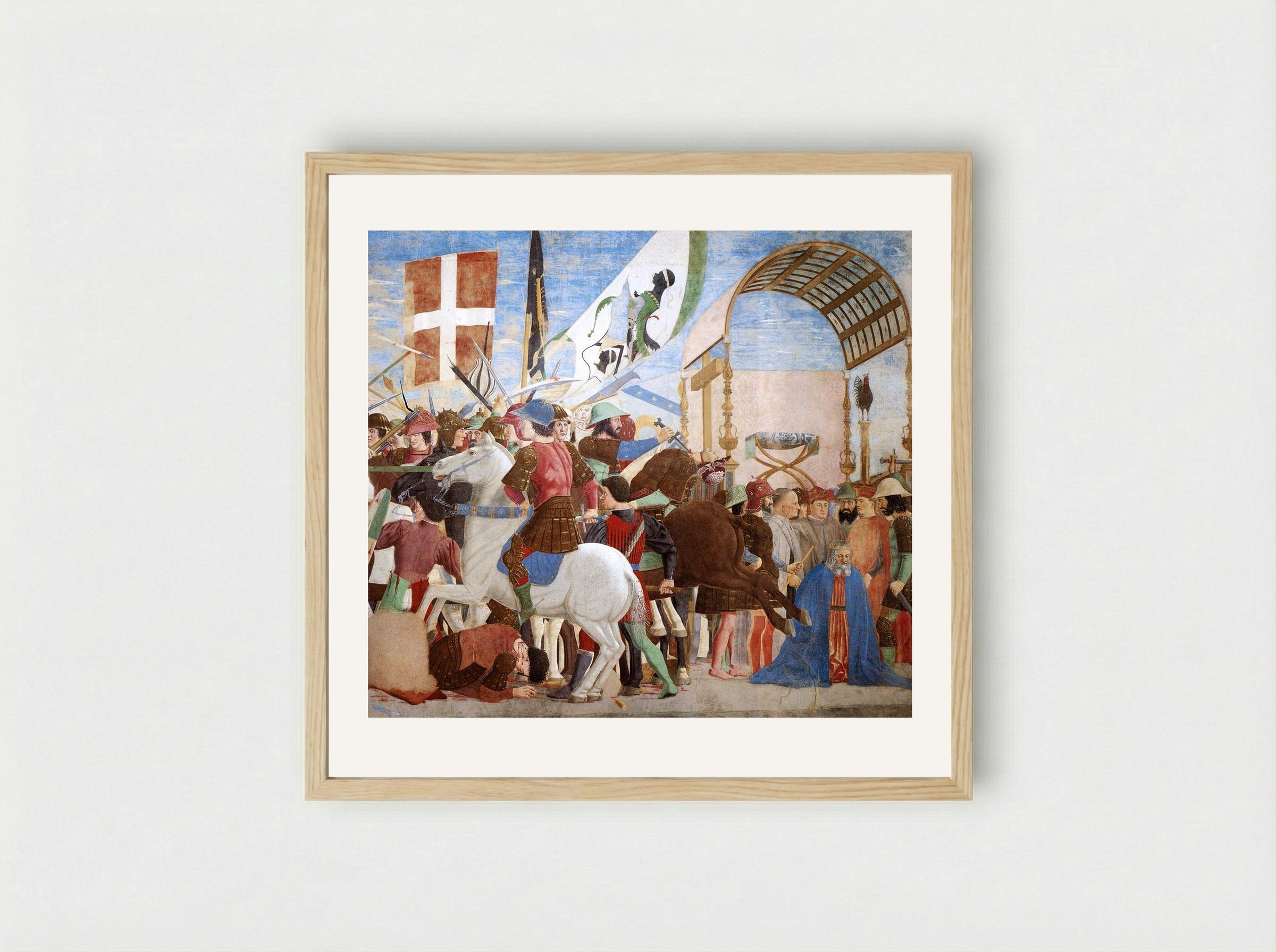 Battle between Heraclius and Chosroes - Piero della Francesca - Framed Print Wood