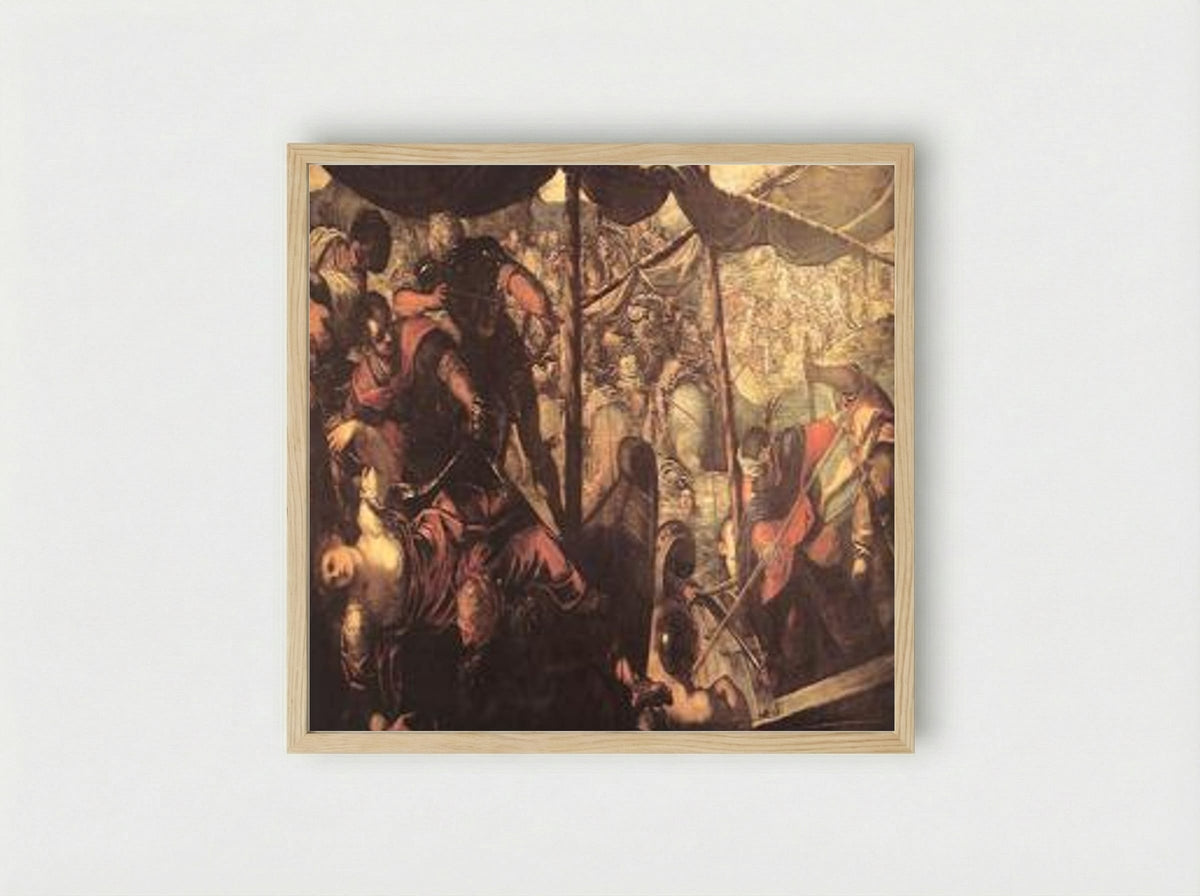 Battle between Turks and Christians - Tintoretto - Framed Print Wood