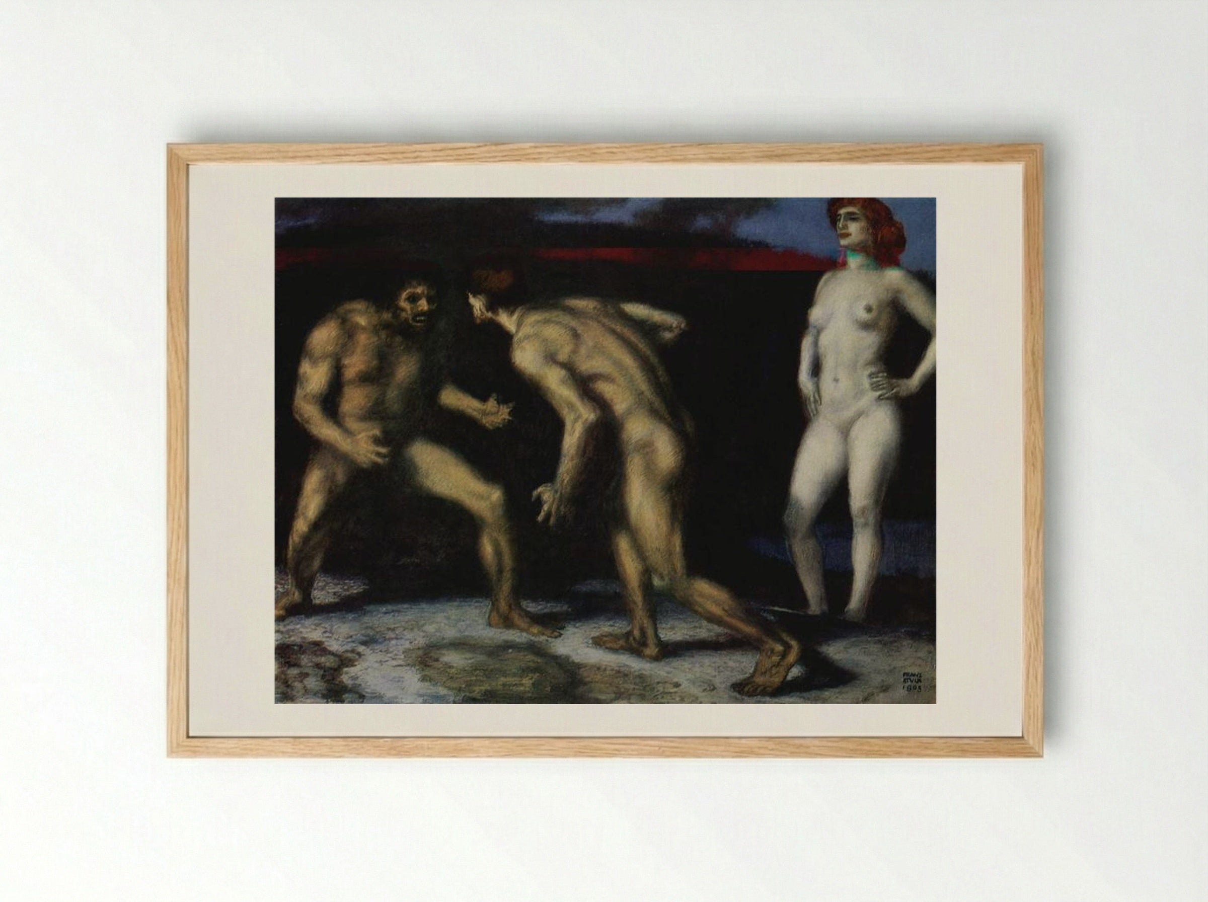 Battle for a Woman - Franz von Stuck - Framed Print Wood