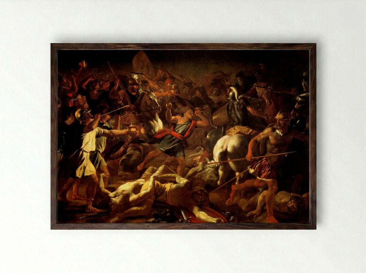 Battle of Gideon Against the Midianites - Nicolas Poussin - Framed Print Dark Wood