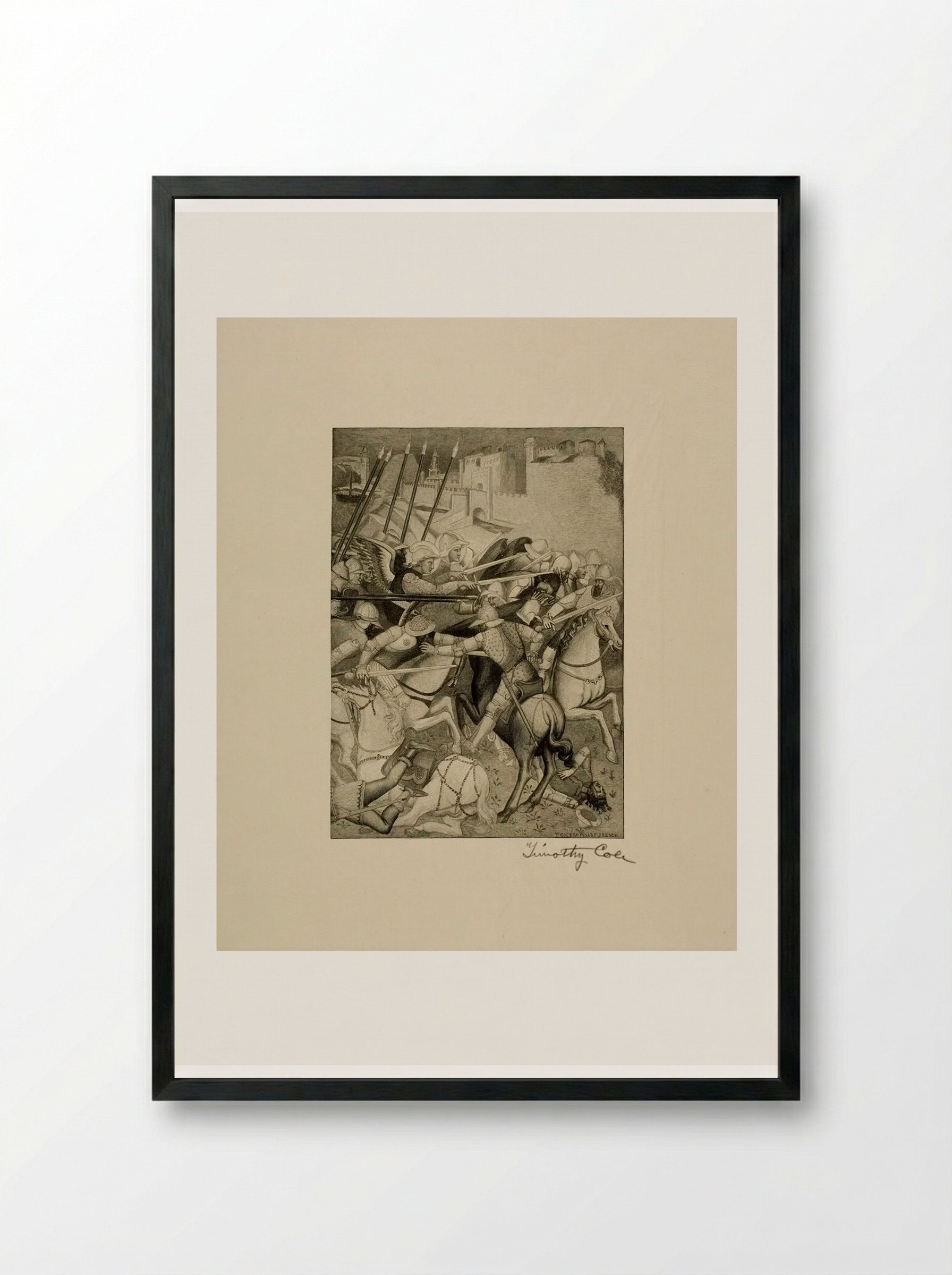 Battle of Saint Ephesius Against the Pagans of Sardinia - Timothy Cole - Framed Print Black