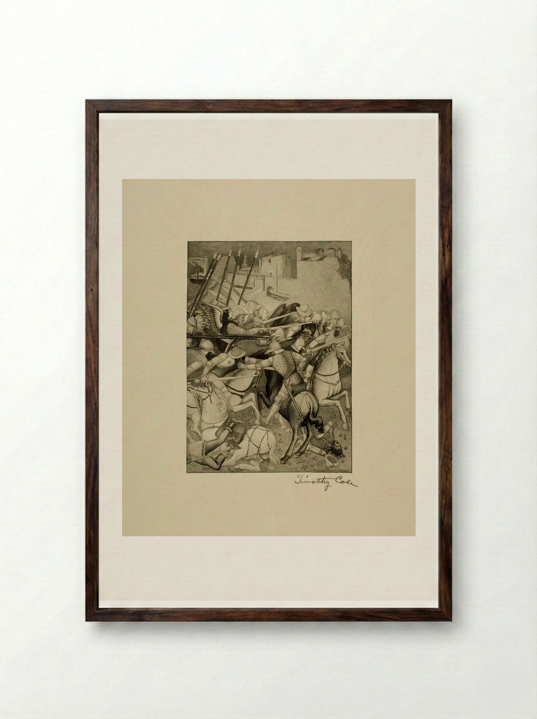 Battle of Saint Ephesius Against the Pagans of Sardinia - Timothy Cole - Framed Print Dark Wood