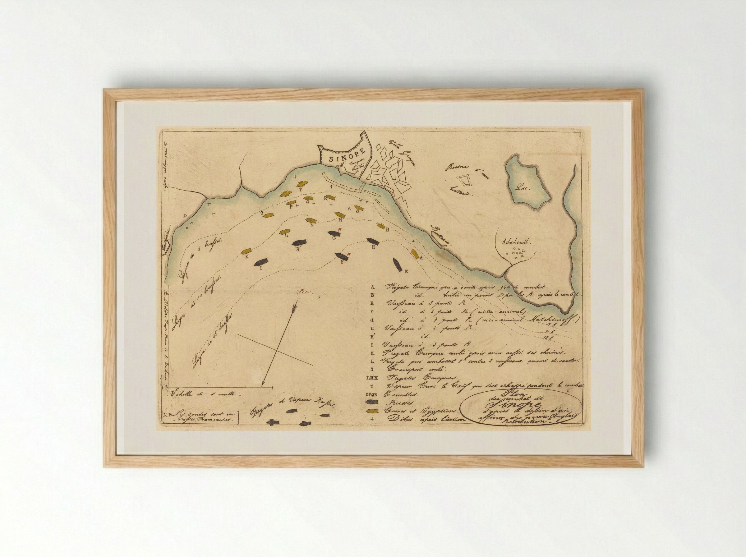 Battle of Sinope, plan - Charles Meryon - Framed Print Wood