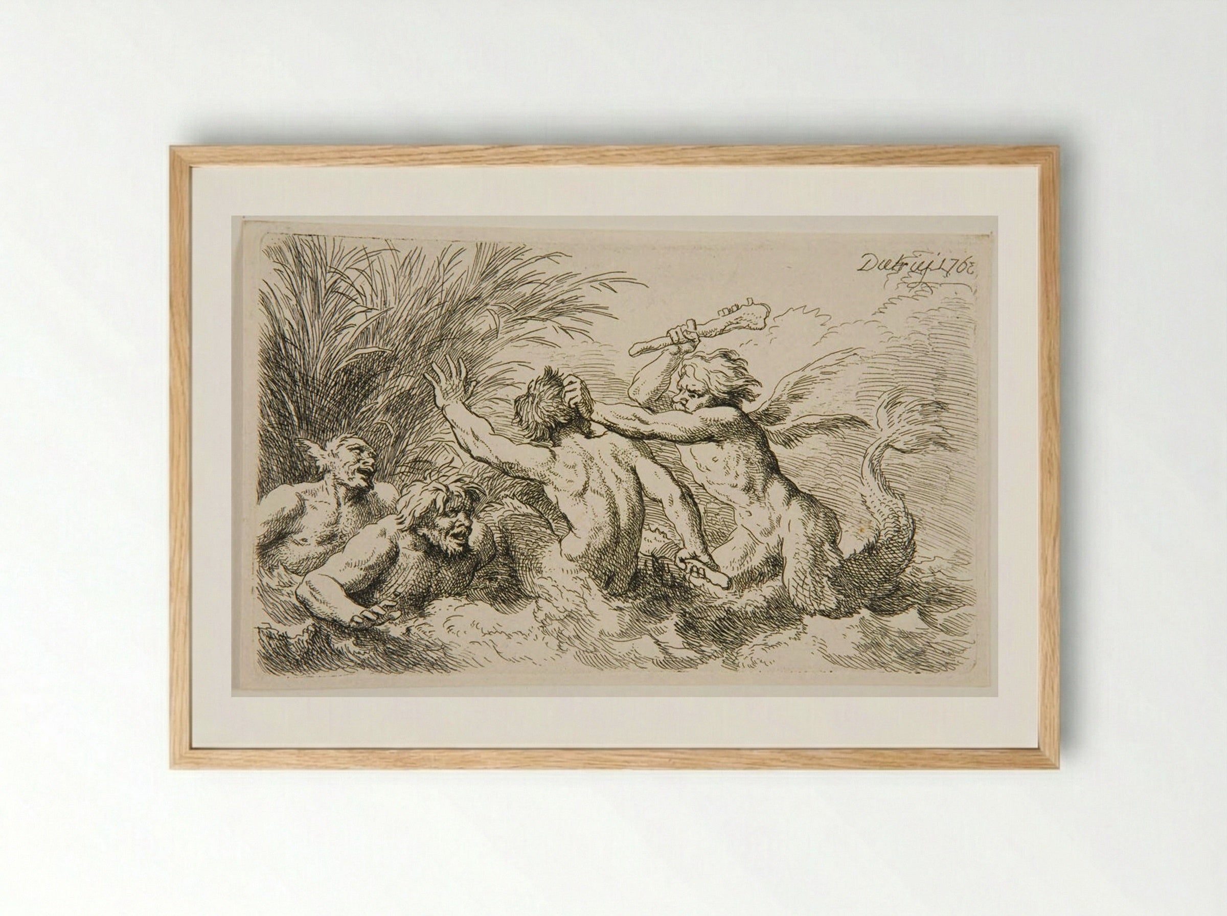 Battle of Tritons - Christian Wilhelm Ernst Dietrich - Framed Print Wood