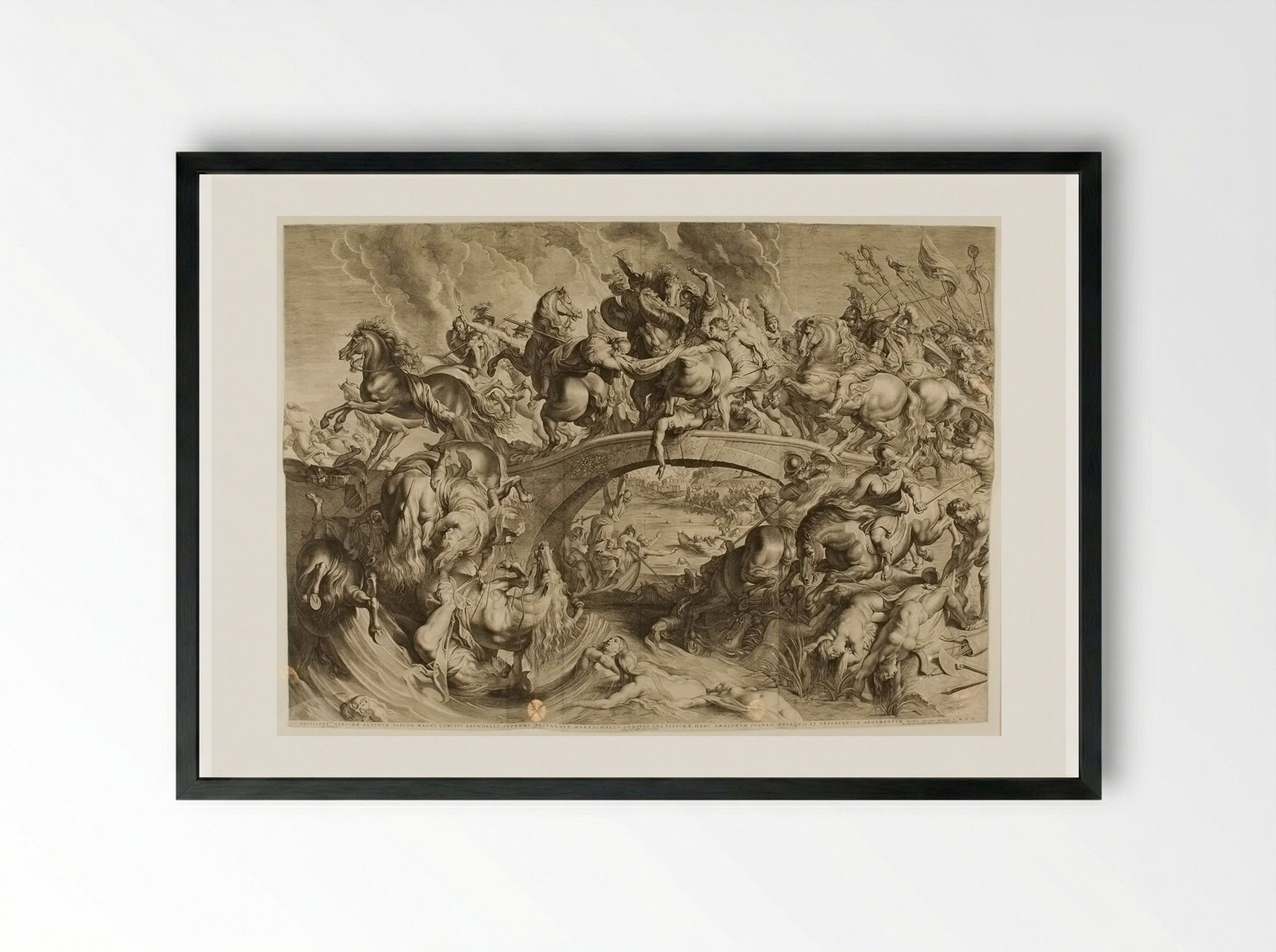 Battle of the Amazons - Lucas Vorsterman I - Framed Print Black