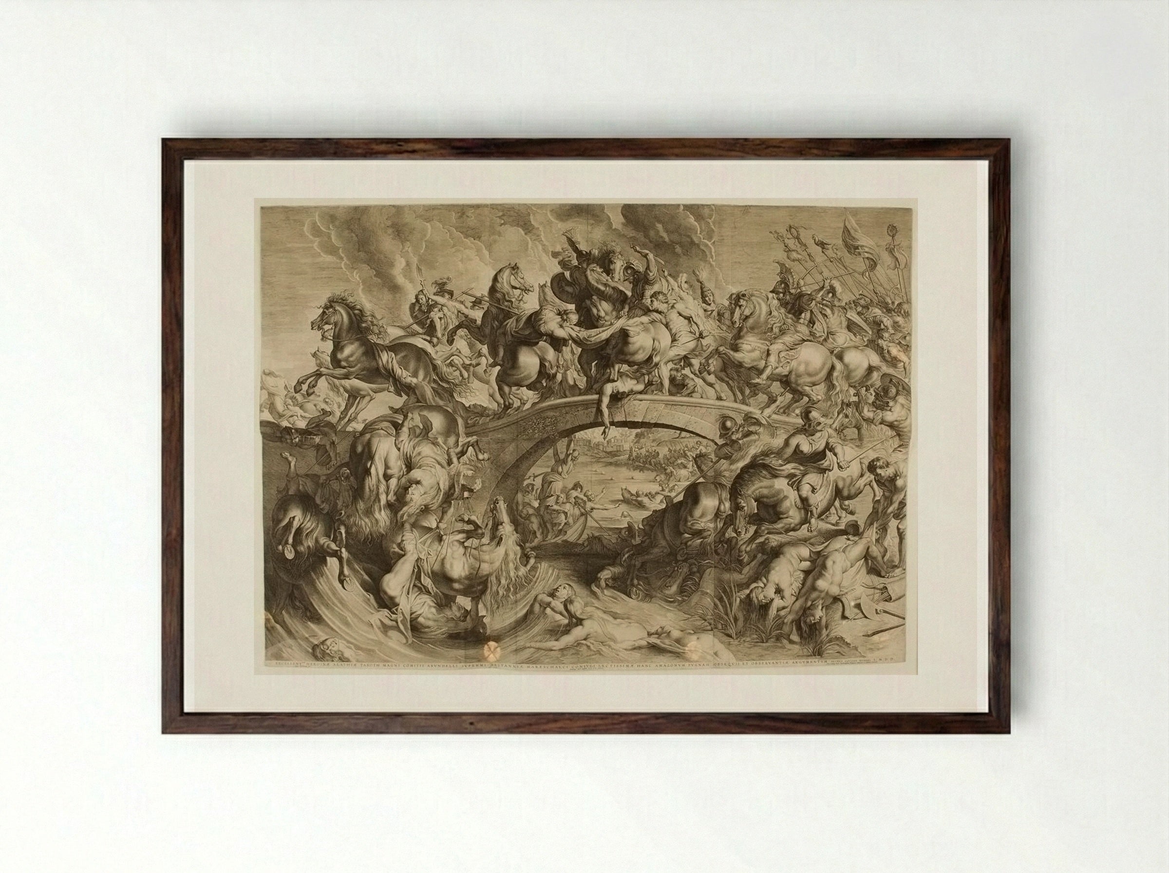 Battle of the Amazons - Lucas Vorsterman I - Framed Print Dark Wood