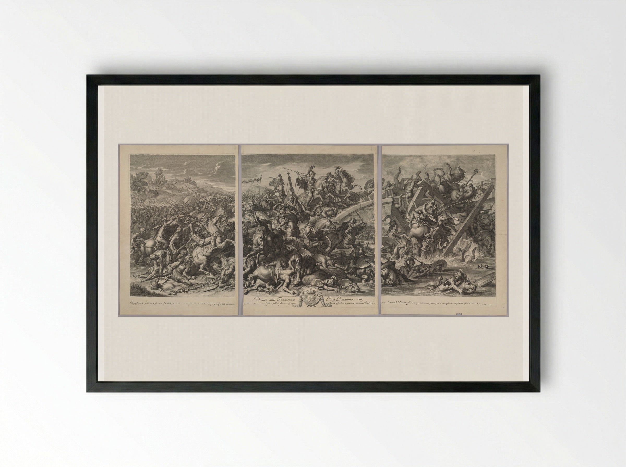 Battle of the Milvian Bridge - Gérard Audran - Framed Print Black