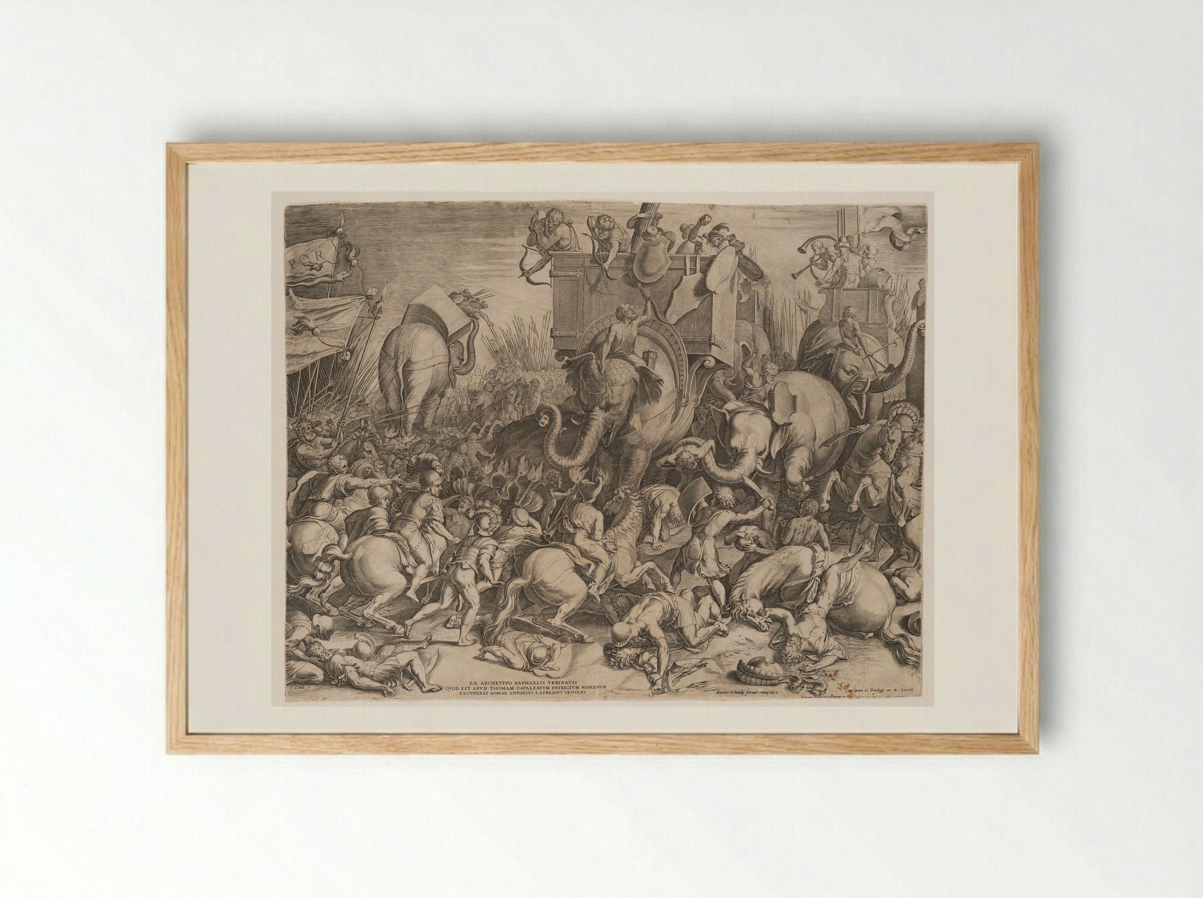 Battle of the Romans against Hannibal - Cornelis Cort - Framed Print Wood