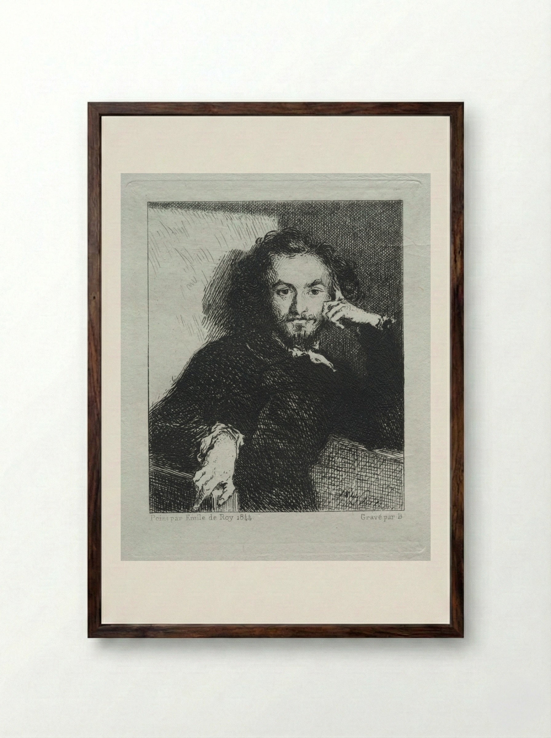 Baudelaire, after Emil de Roy - Félix Bracquemond - Framed Print Dark Wood