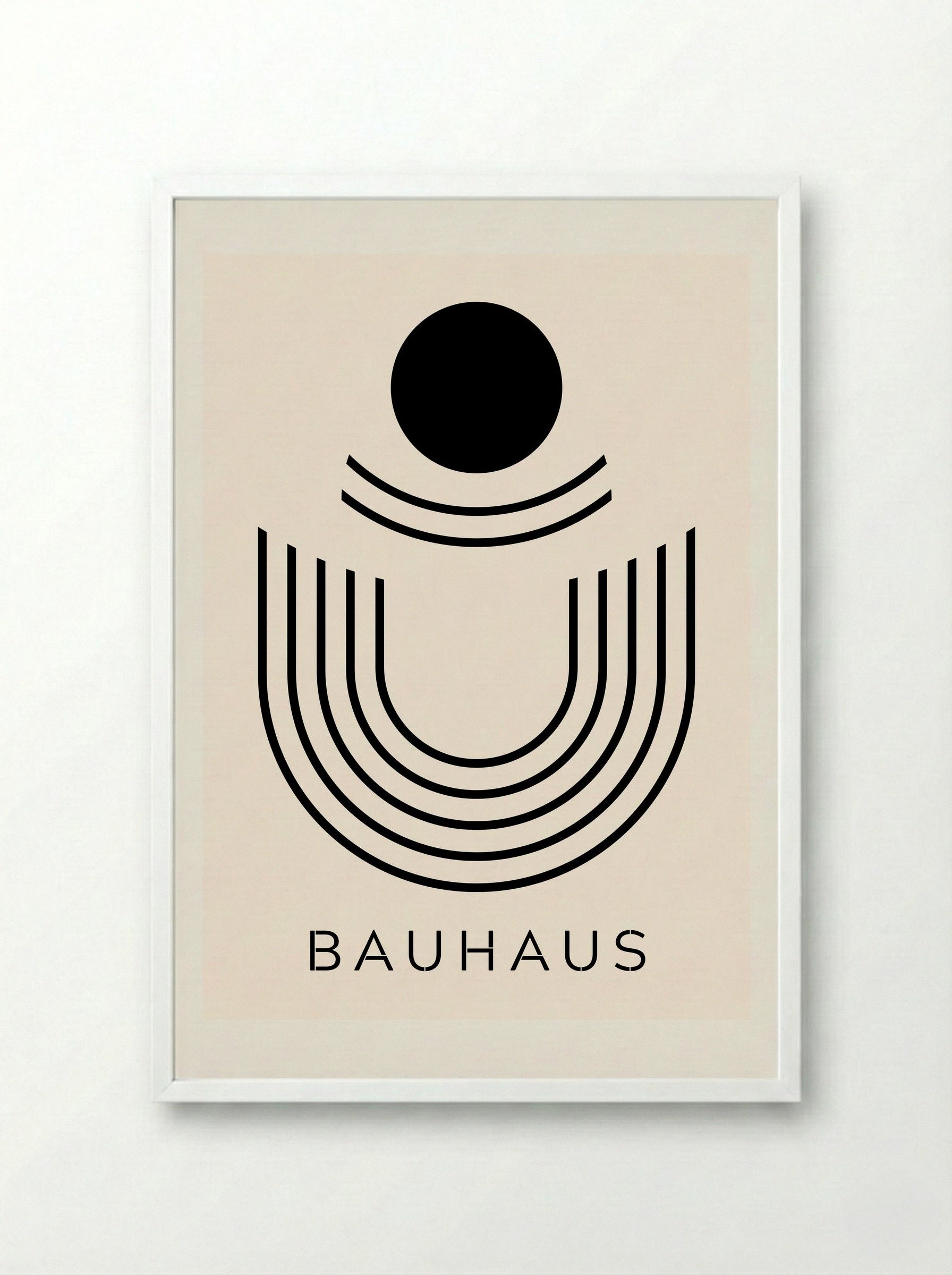 Bauhaus Arches and Orbit - Framed Print White