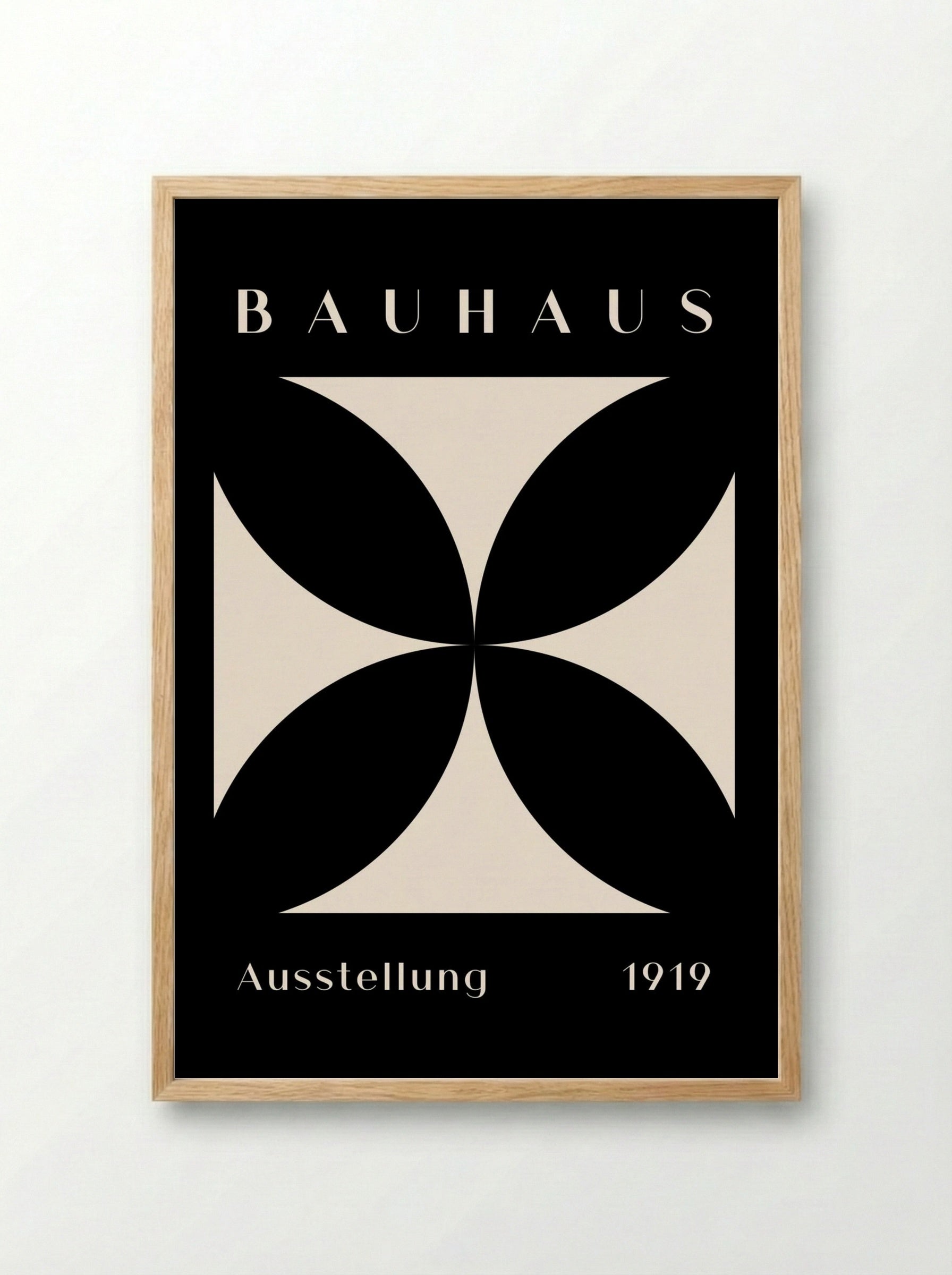 Bauhaus Ausstellung in Black (1919).png - Framed Print Wood