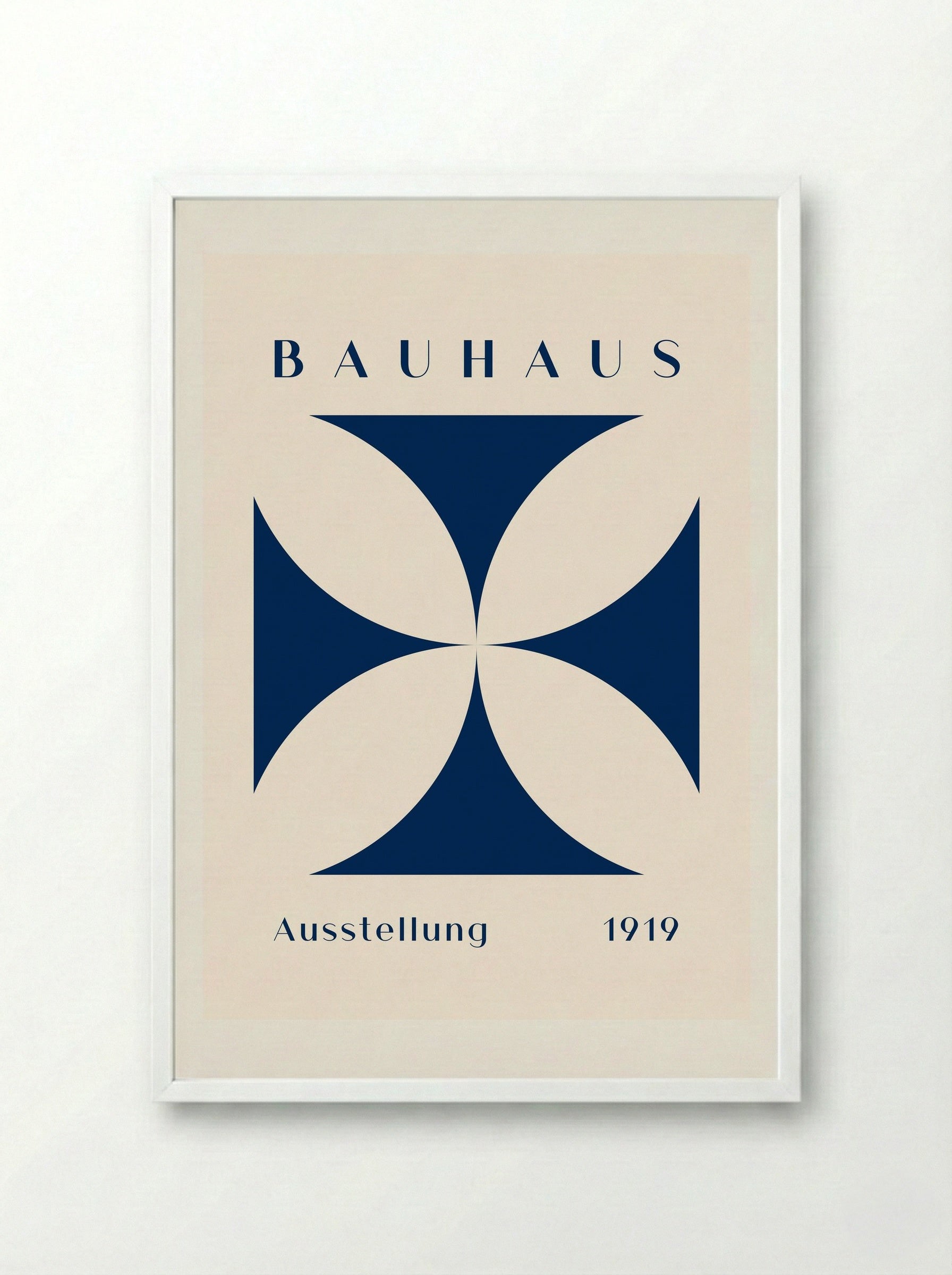 Bauhaus Ausstellung in Blue (1919) - Framed Print White