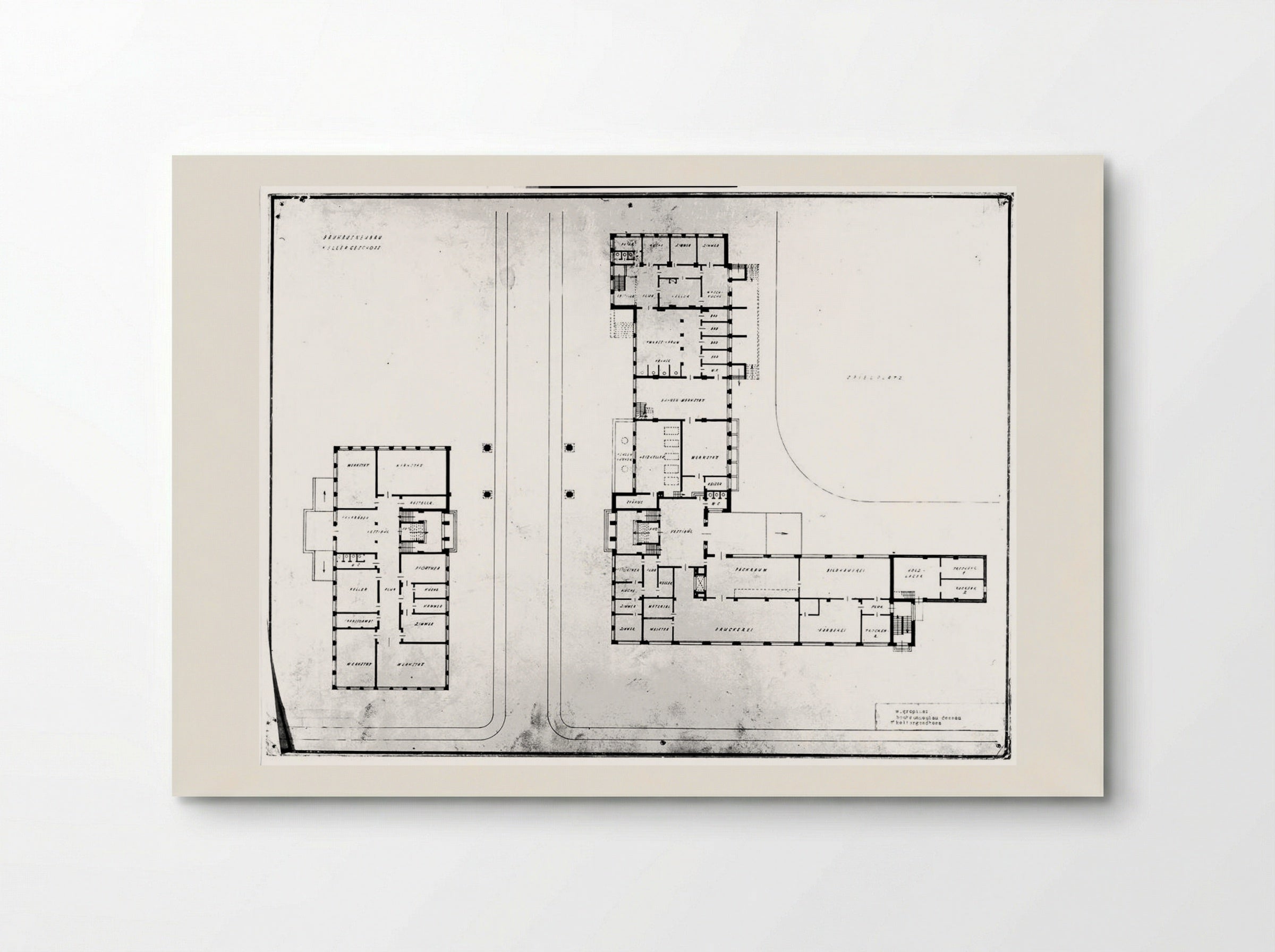 Bauhaus Building, Dessau: Basement Plan - Walter Gropius - Poster