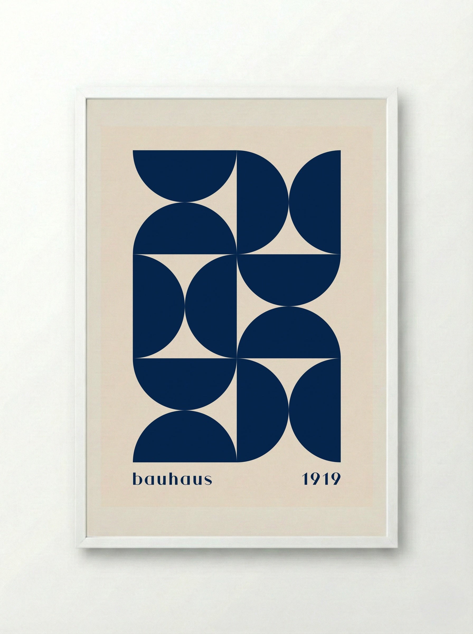 Bauhaus Geometrika (1919) in Deep Blue - Framed Print White