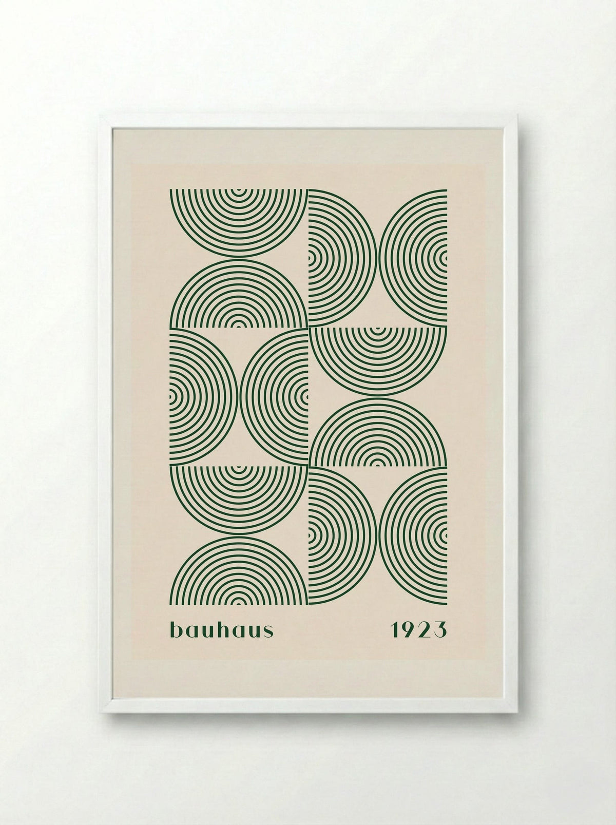 Bauhaus Halves & Lines – Green and Cream (1923) - Framed Print White