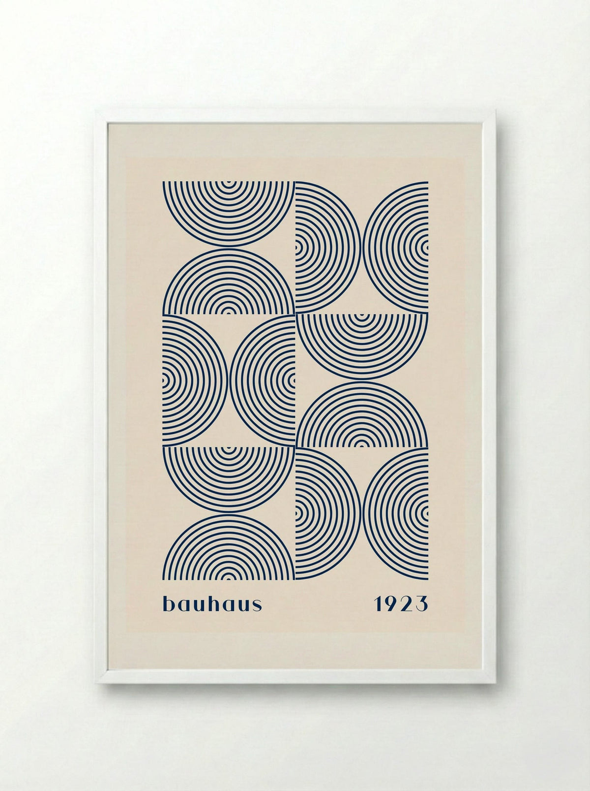 Bauhaus Navy Half-Circles 1923 - Framed Print White