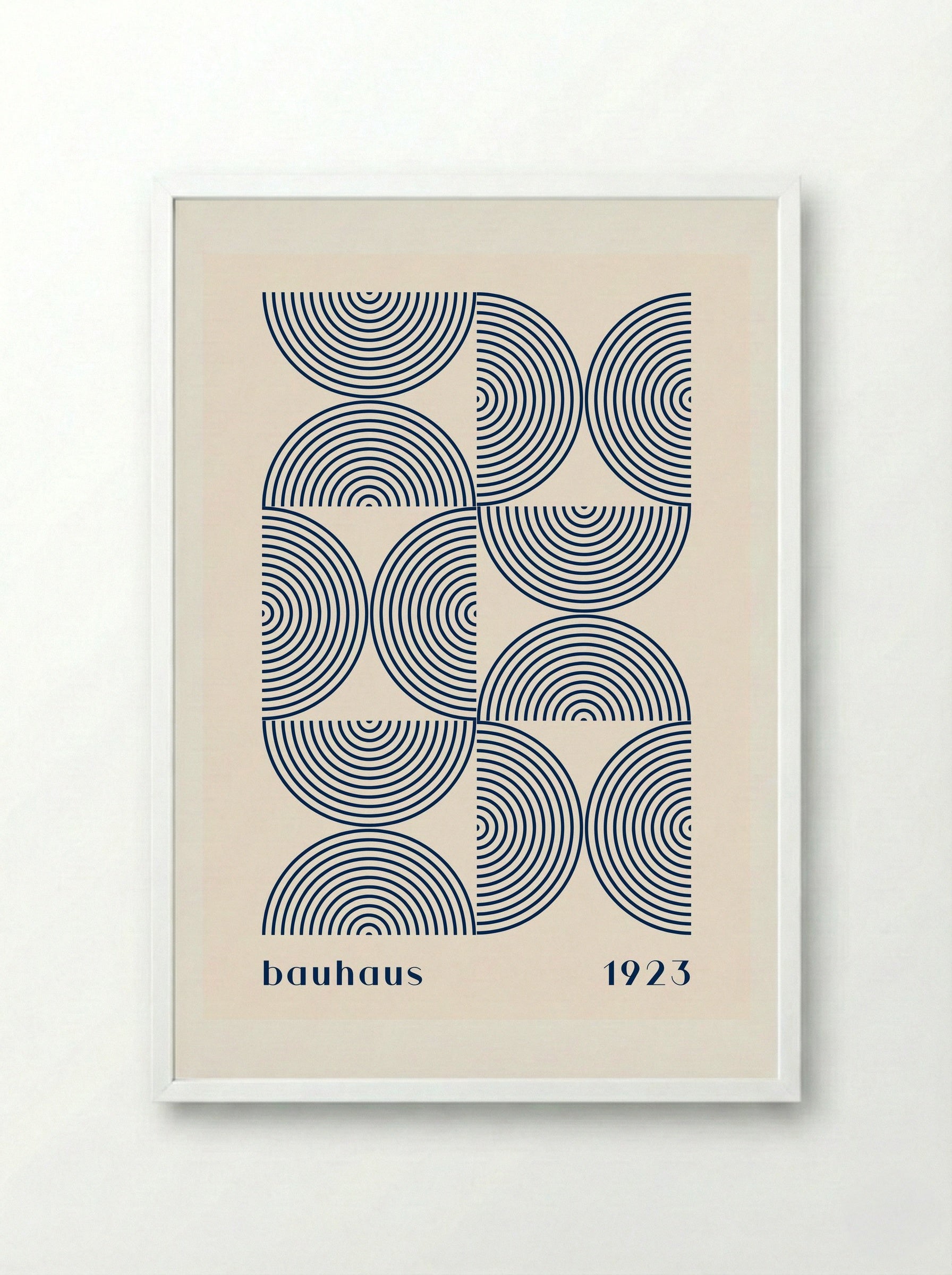 Bauhaus Navy Half-Circles 1923 - Framed Print White