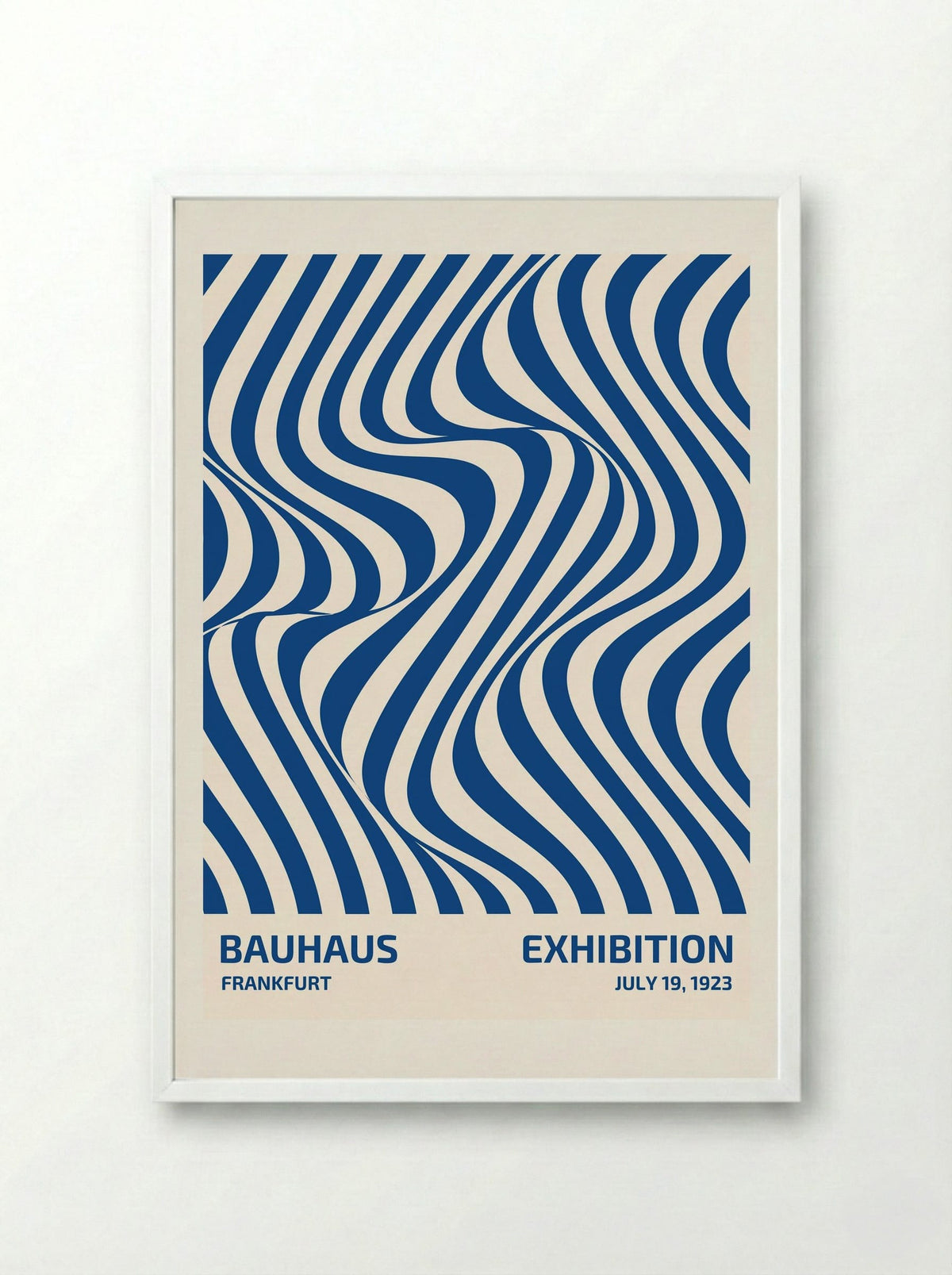 Bauhaus Optical Waves – Blue Edition (1923) - Framed Print White
