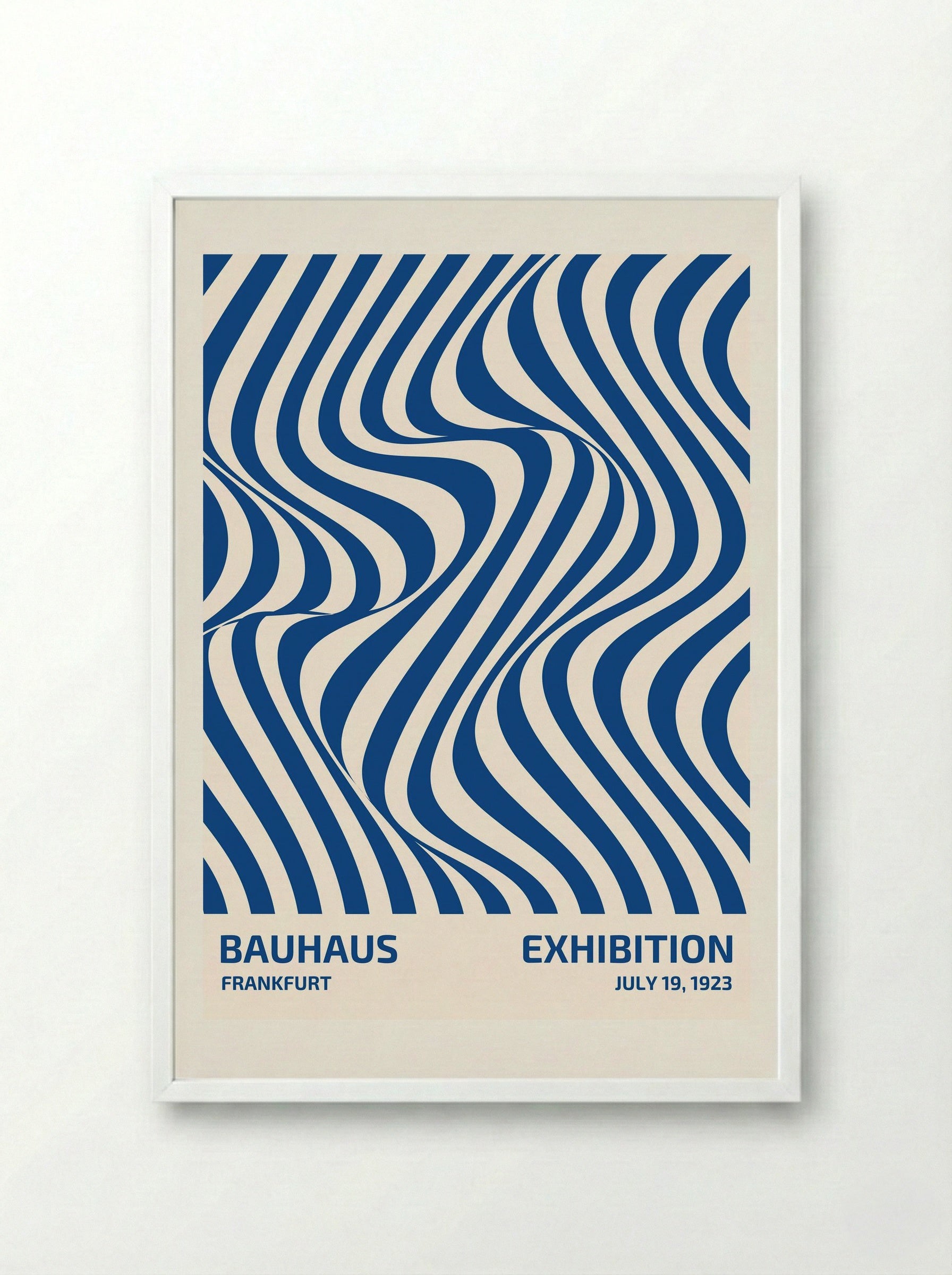 Bauhaus Optical Waves – Blue Edition (1923) - Framed Print White