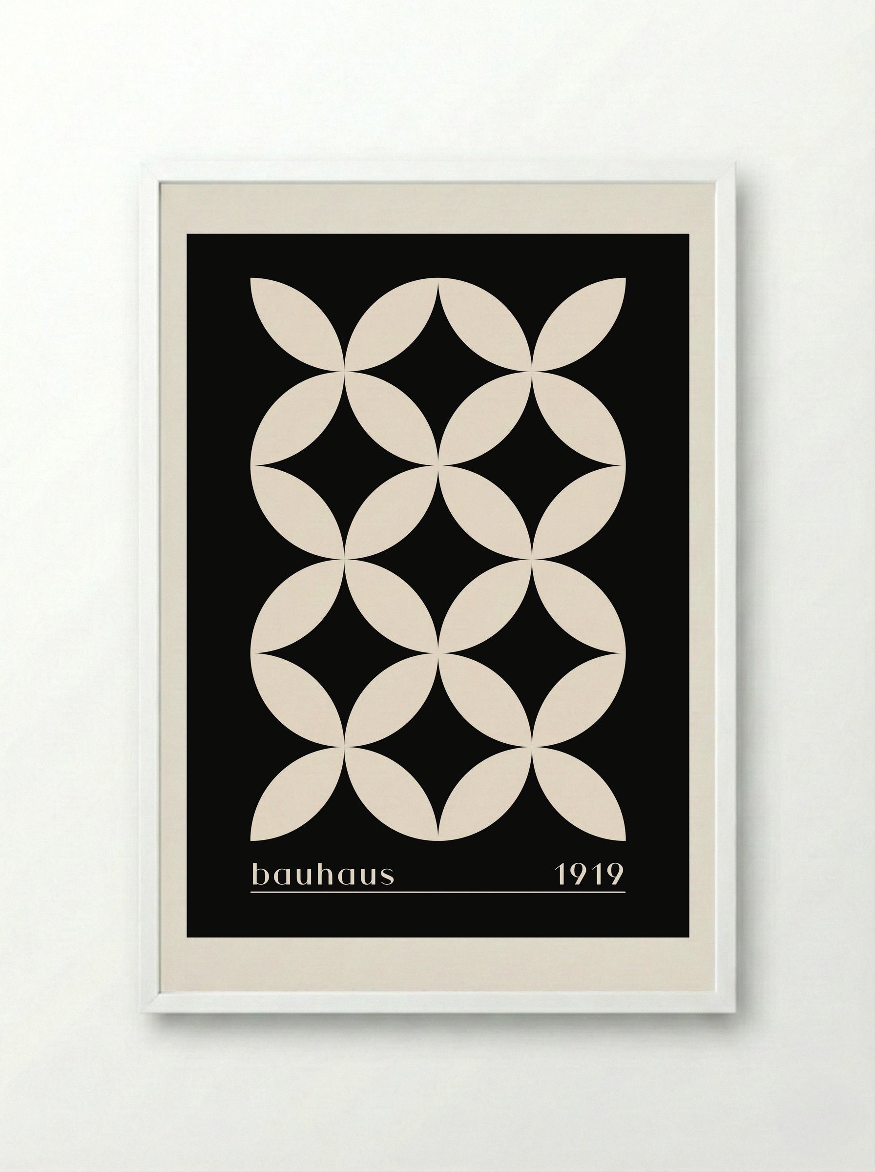 Bauhaus Petal Matrix in Black (1919) - Framed Print White