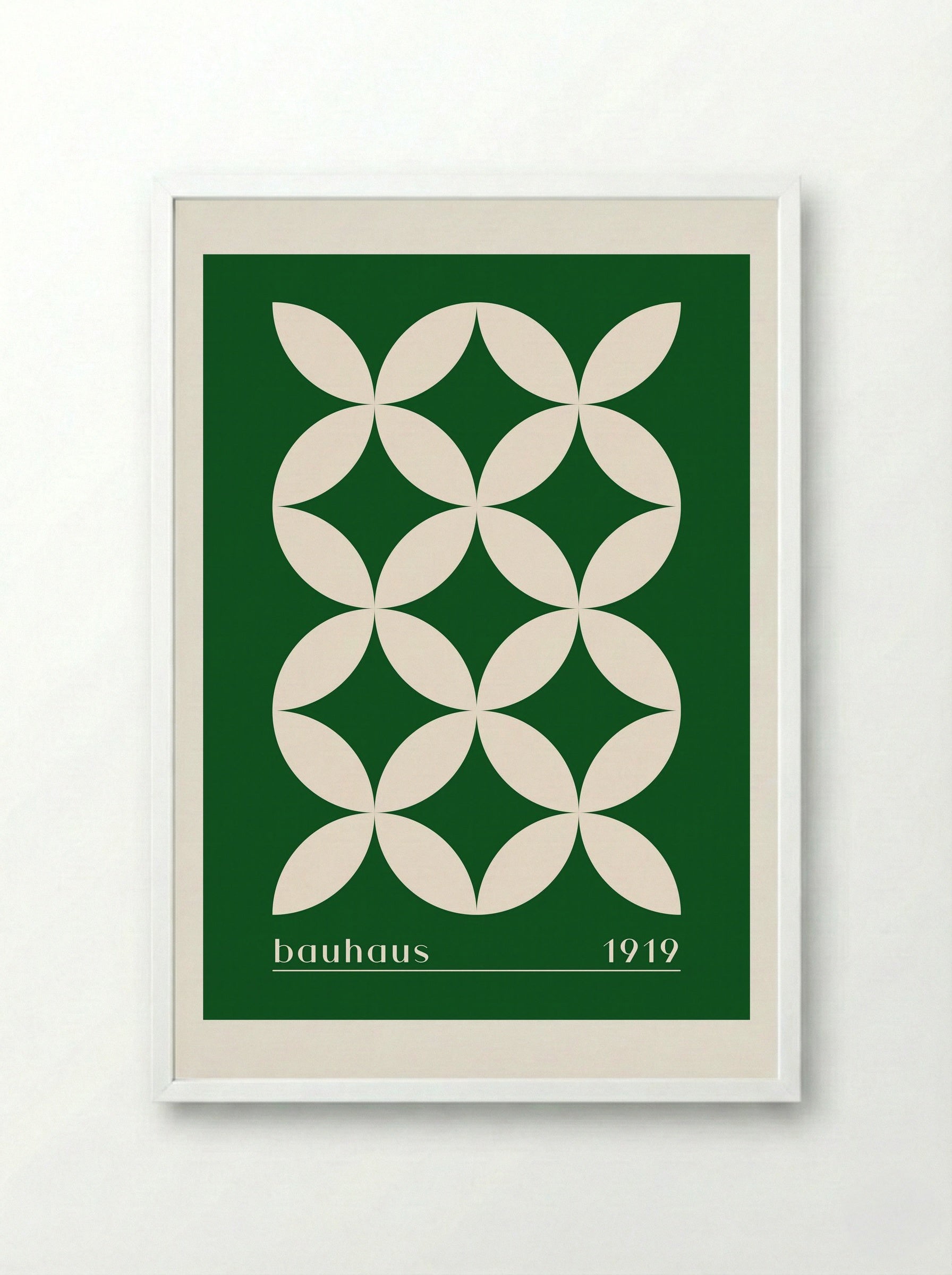Bauhaus Petal Matrix in Green (1919) - Framed Print White