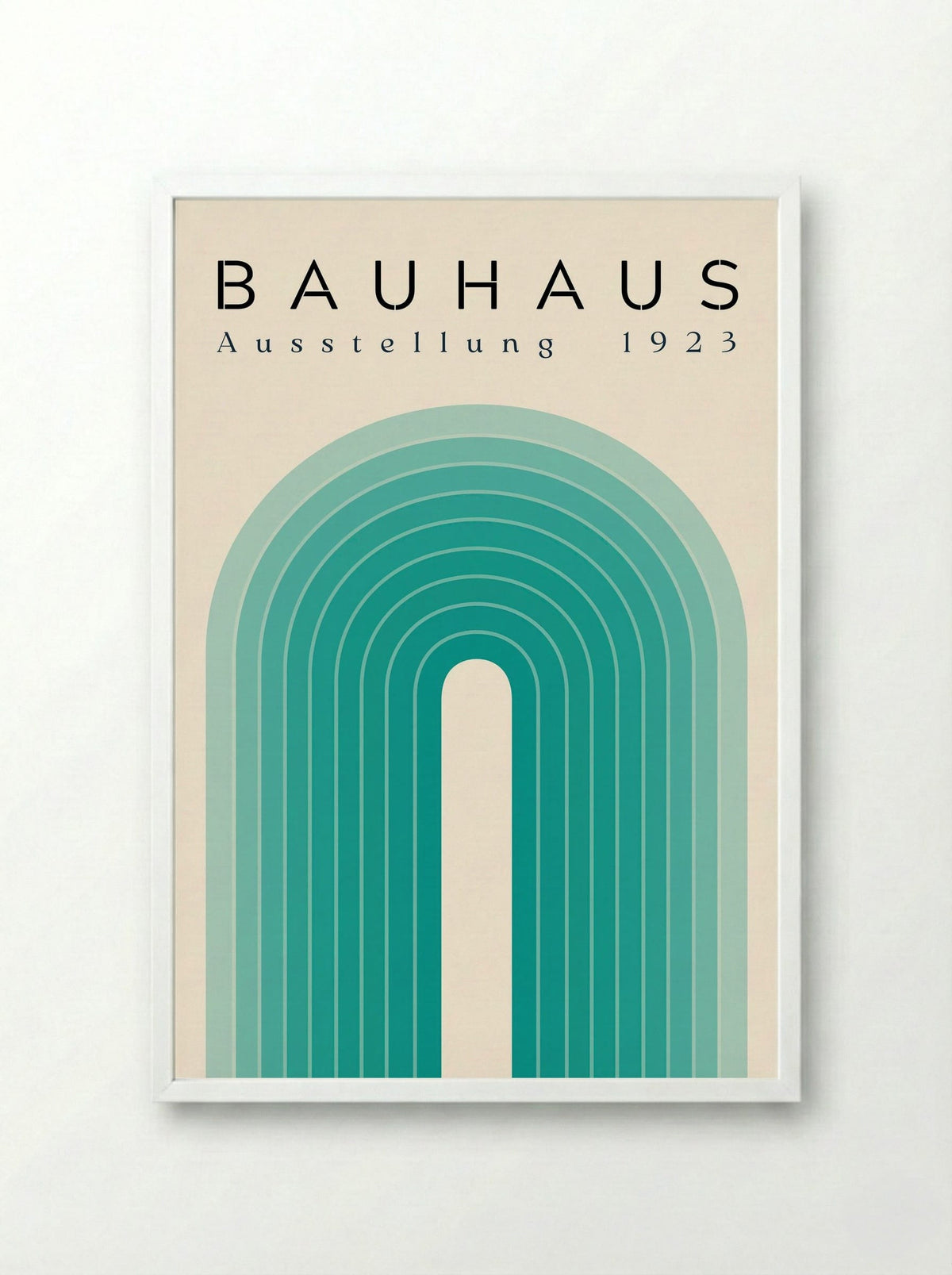 Bauhaus Teal Arch – 1923 Exhibition Poster - Framed Print White