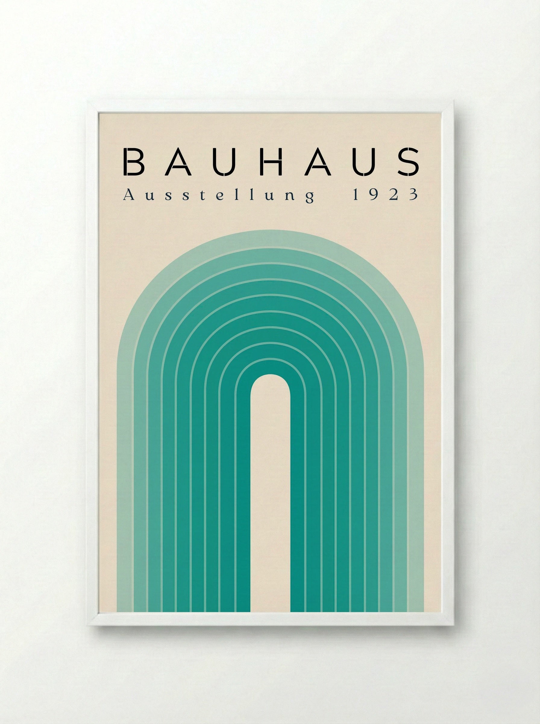 Bauhaus Teal Arch – 1923 Exhibition Poster - Framed Print White