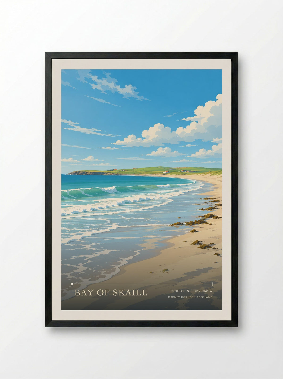 Bay of Skaill, Orkney Islands | Travel Poster - Framed Print Black