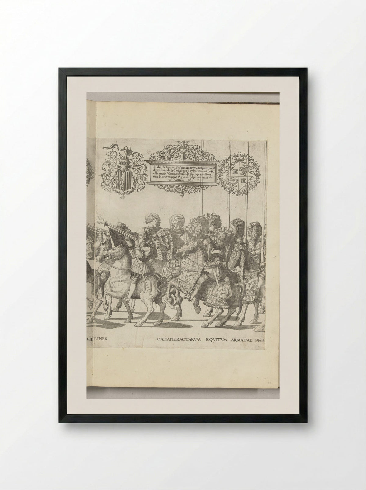 Bazuinen en landsknechten, plaat [II] - Nicolaas Hogenberg - Framed Print Black