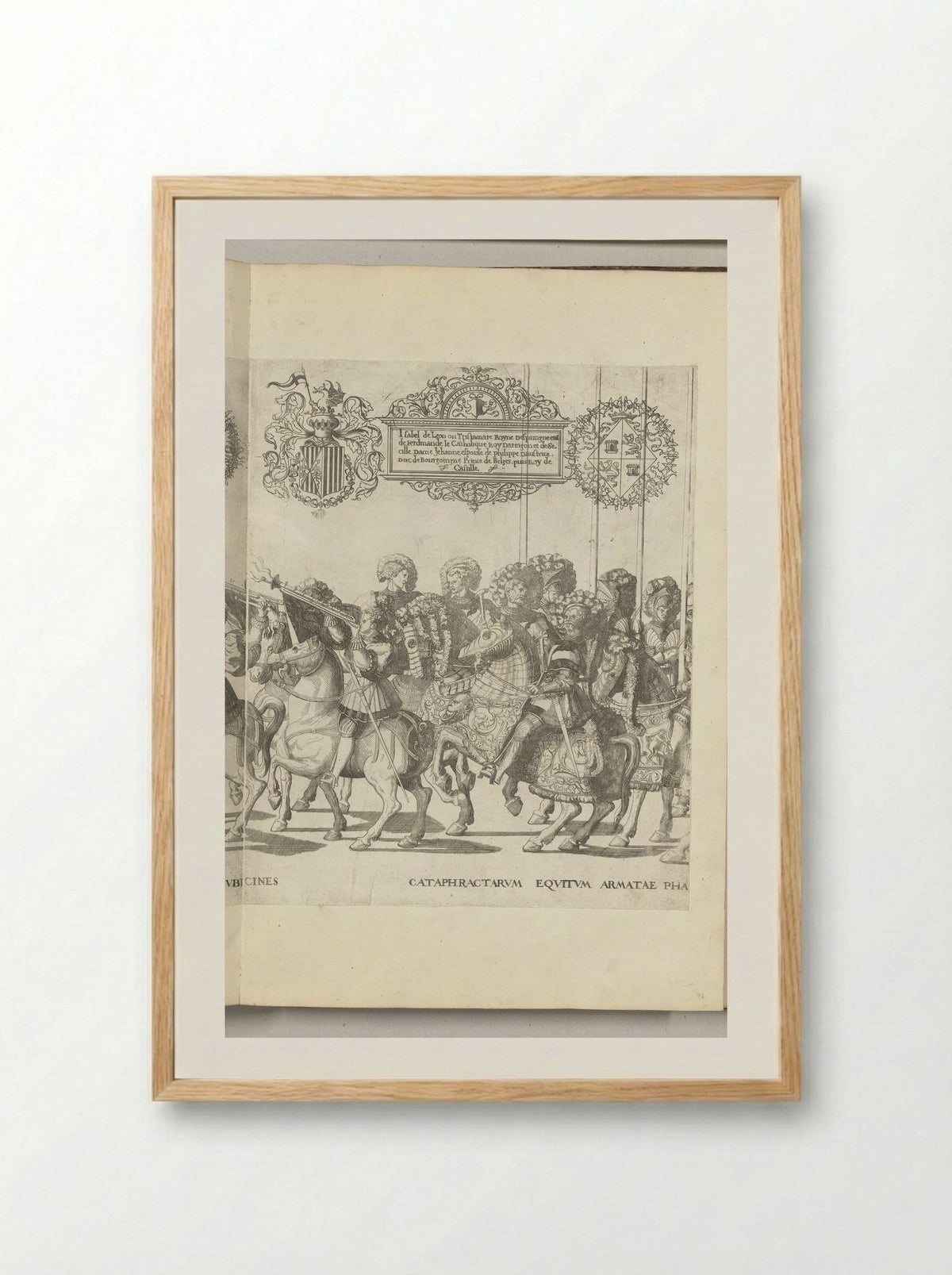 Bazuinen en landsknechten, plaat [II] - Nicolaas Hogenberg - Framed Print Wood