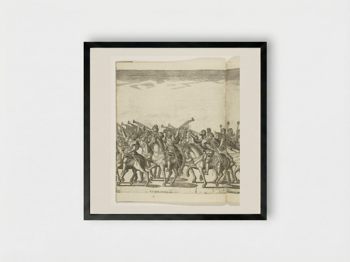 Bazuinen, plaat 12 (Tubicines) - Nicolaas Hogenberg - Framed Print Black