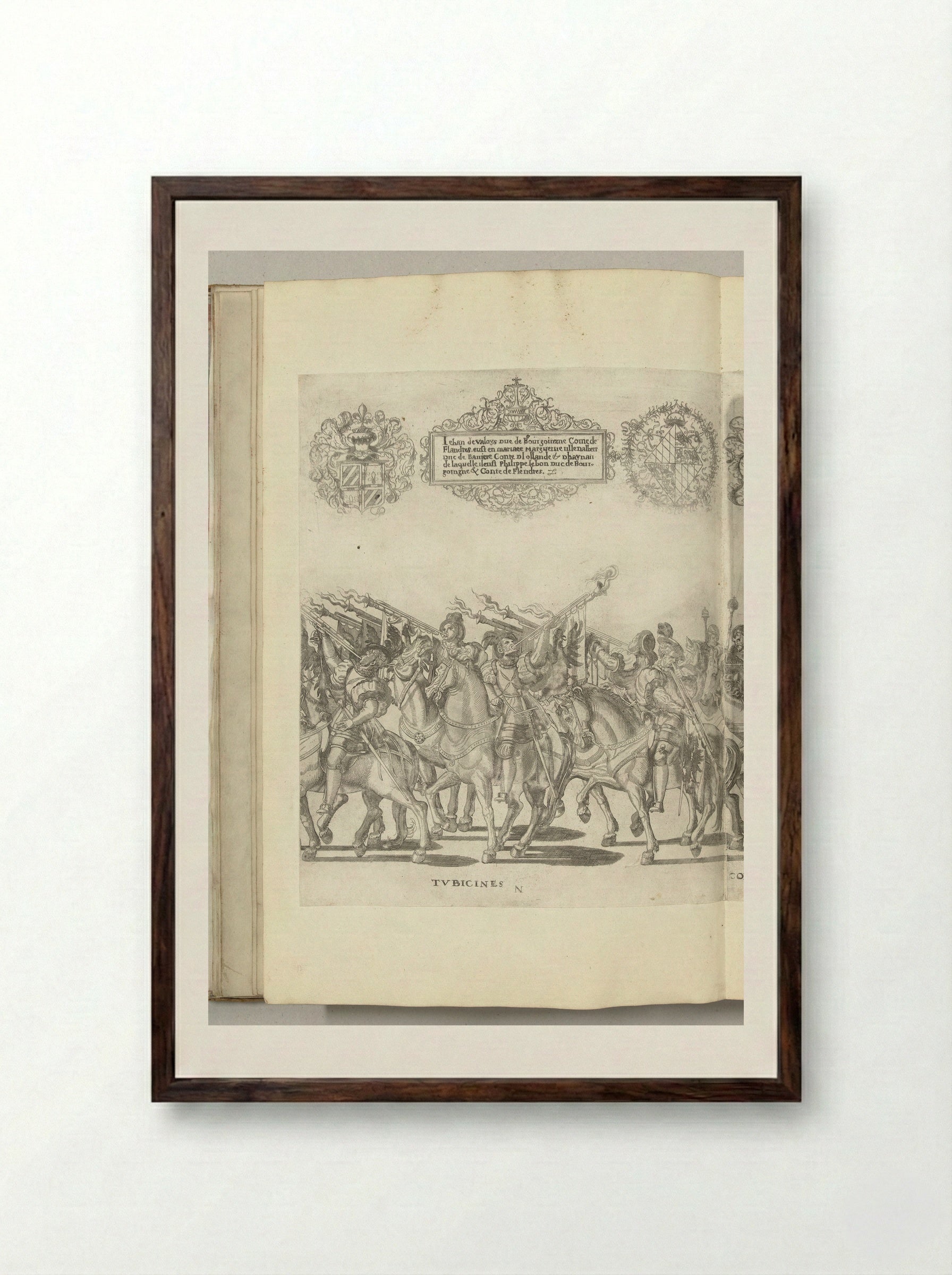 Bazuinen, plaat N - Nicolaas Hogenberg - Framed Print Dark Wood