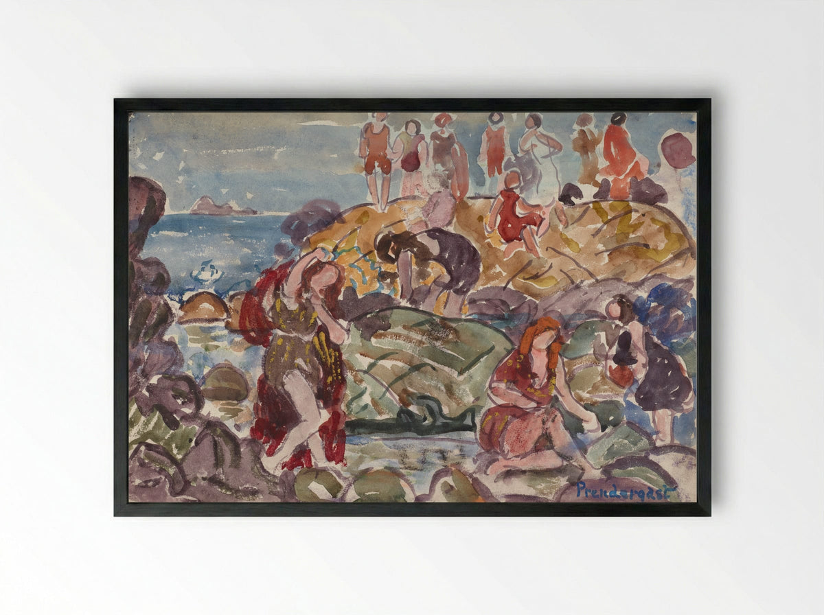 Beach, New England - Maurice Brazil Prendergast - Framed Print Black