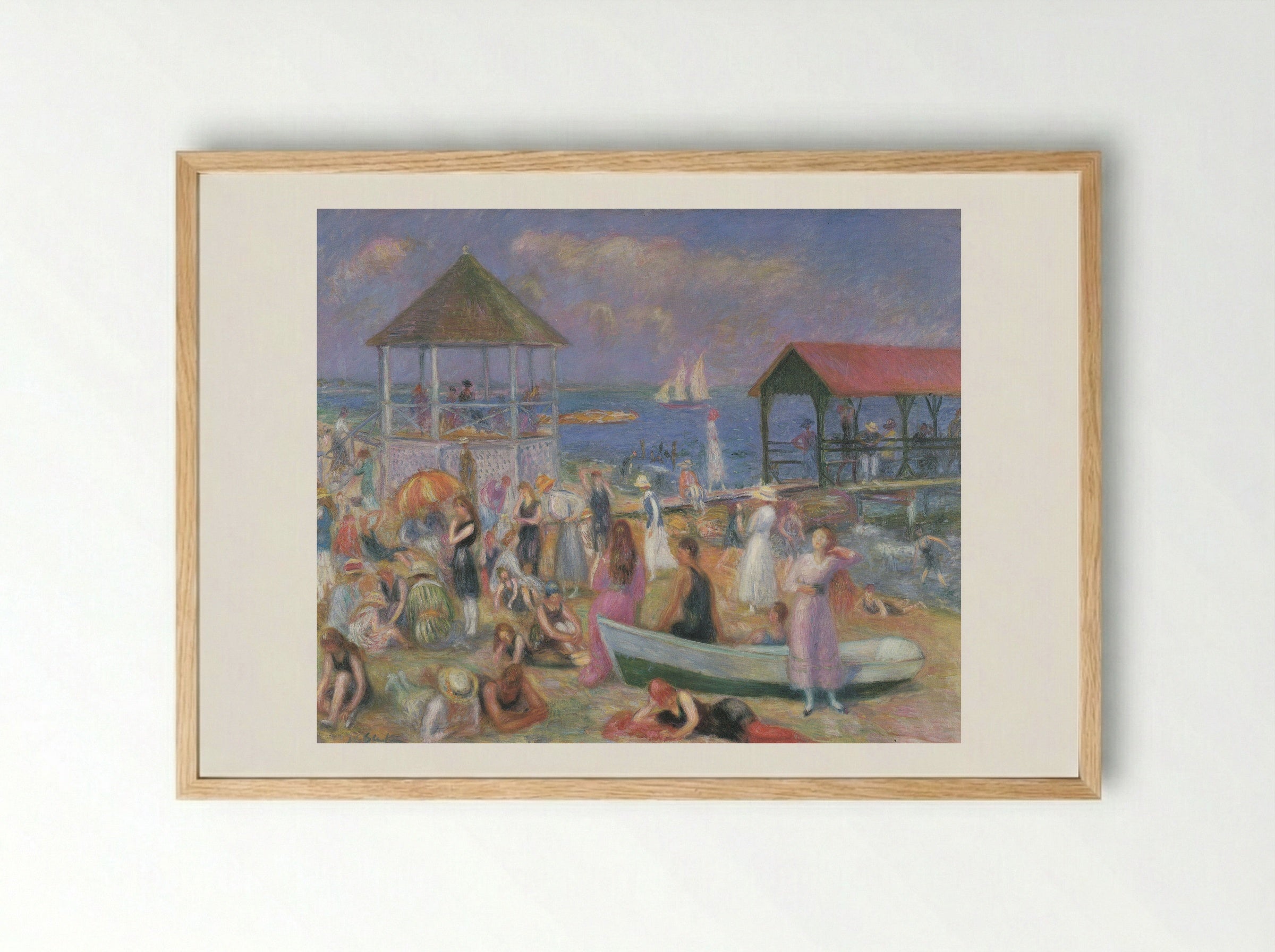 Beach Scene, New London - William James Glackens - Framed Print Wood
