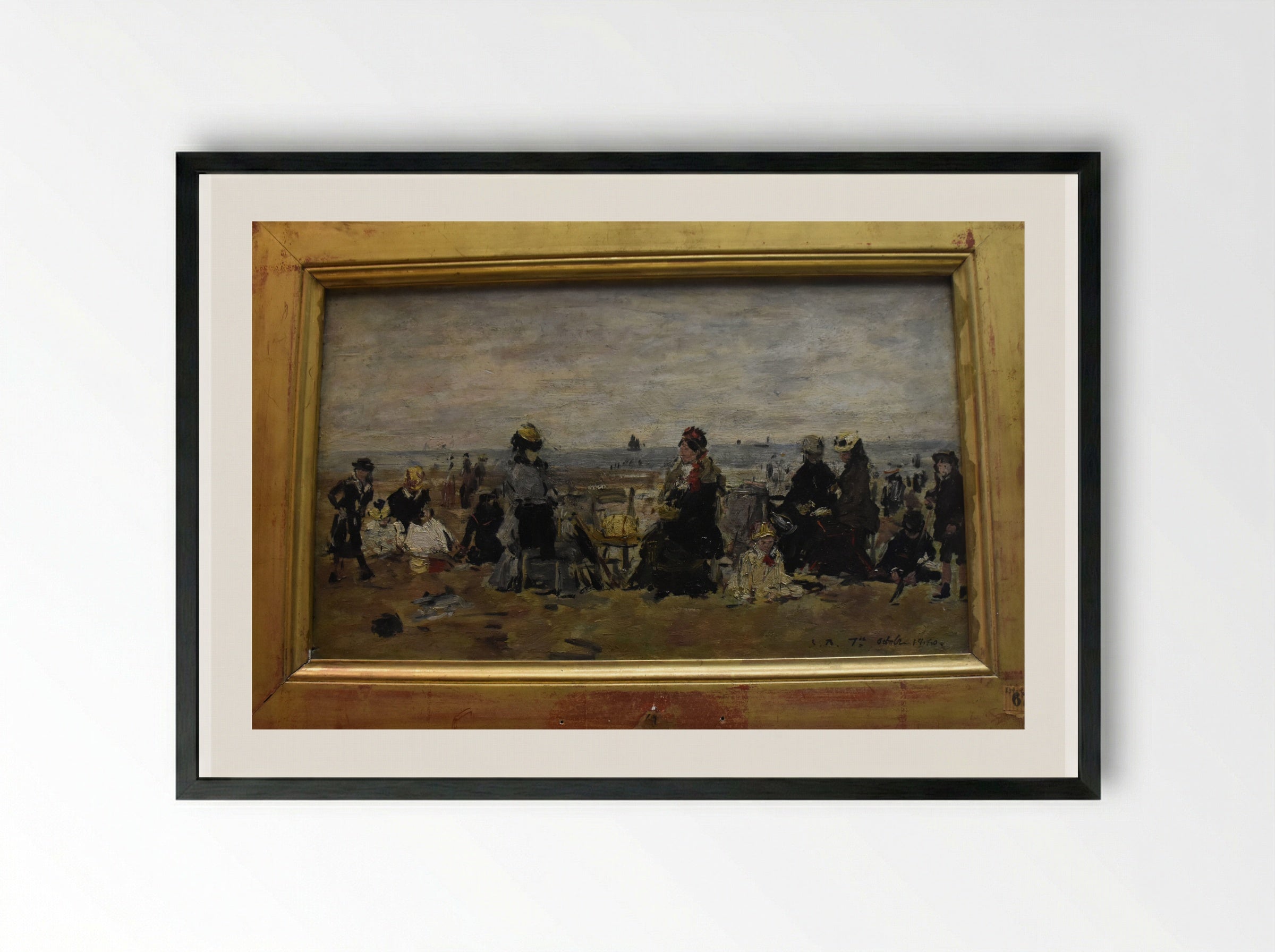 Beach Scene - Eugène Boudin - Framed Print Black