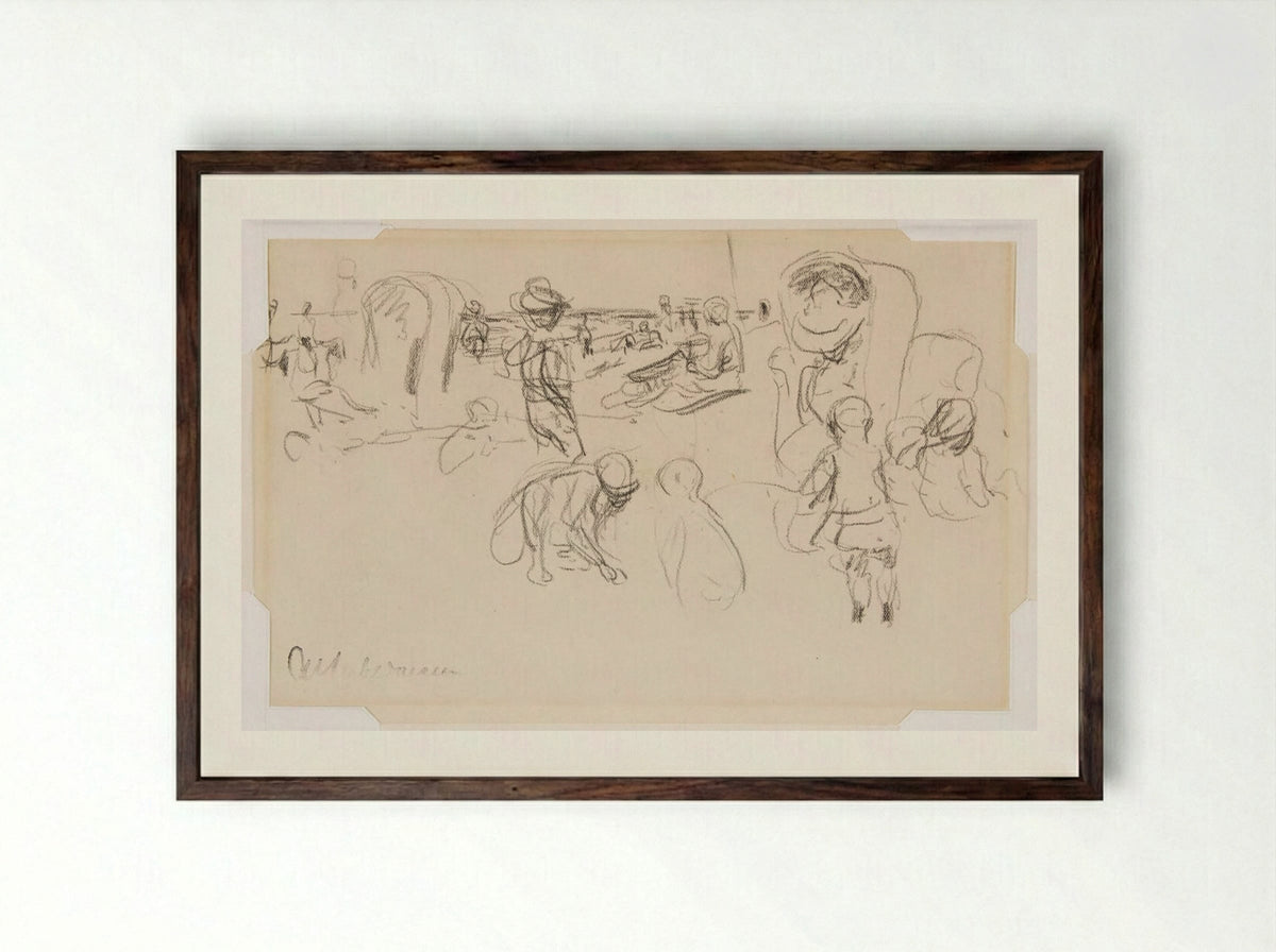 Beach Scene - Max Liebermann - Framed Print Dark Wood