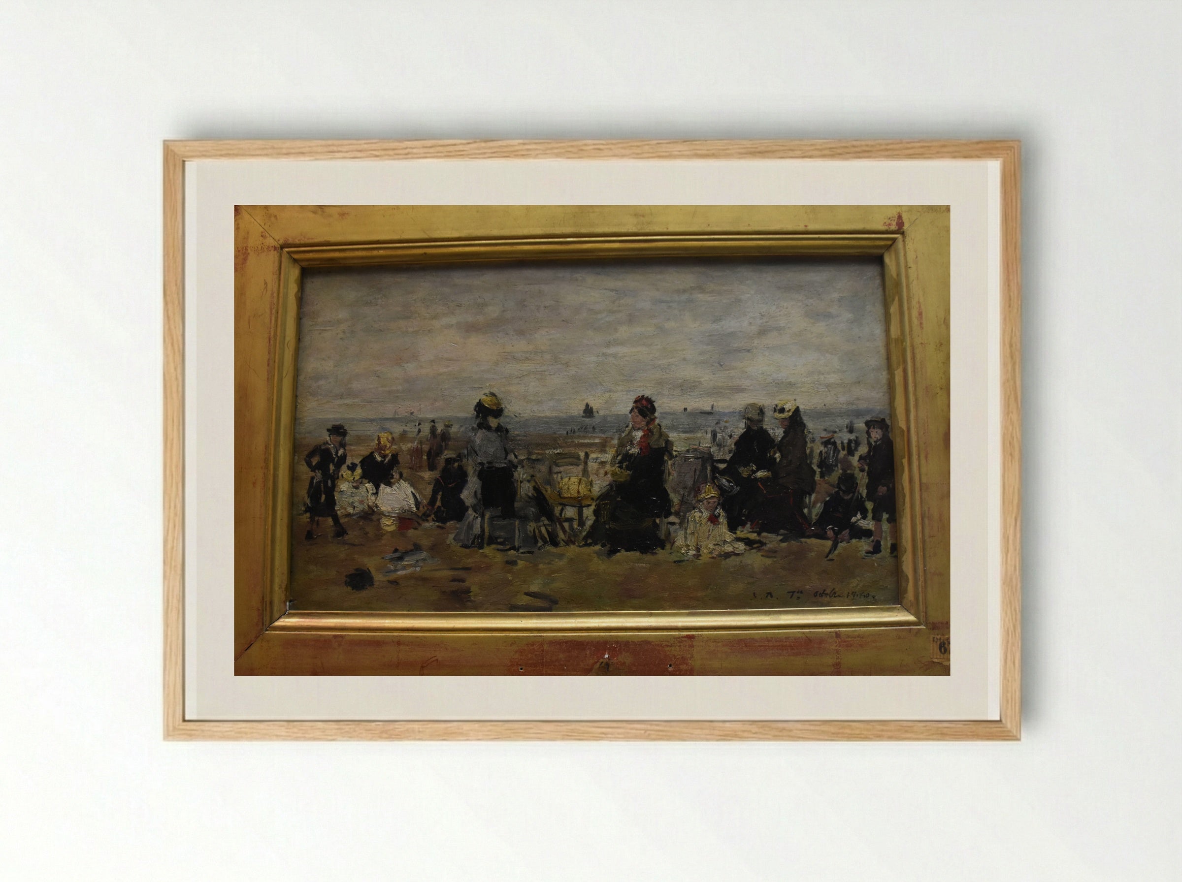 Beach Scene - Eugène Boudin - Framed Print Wood