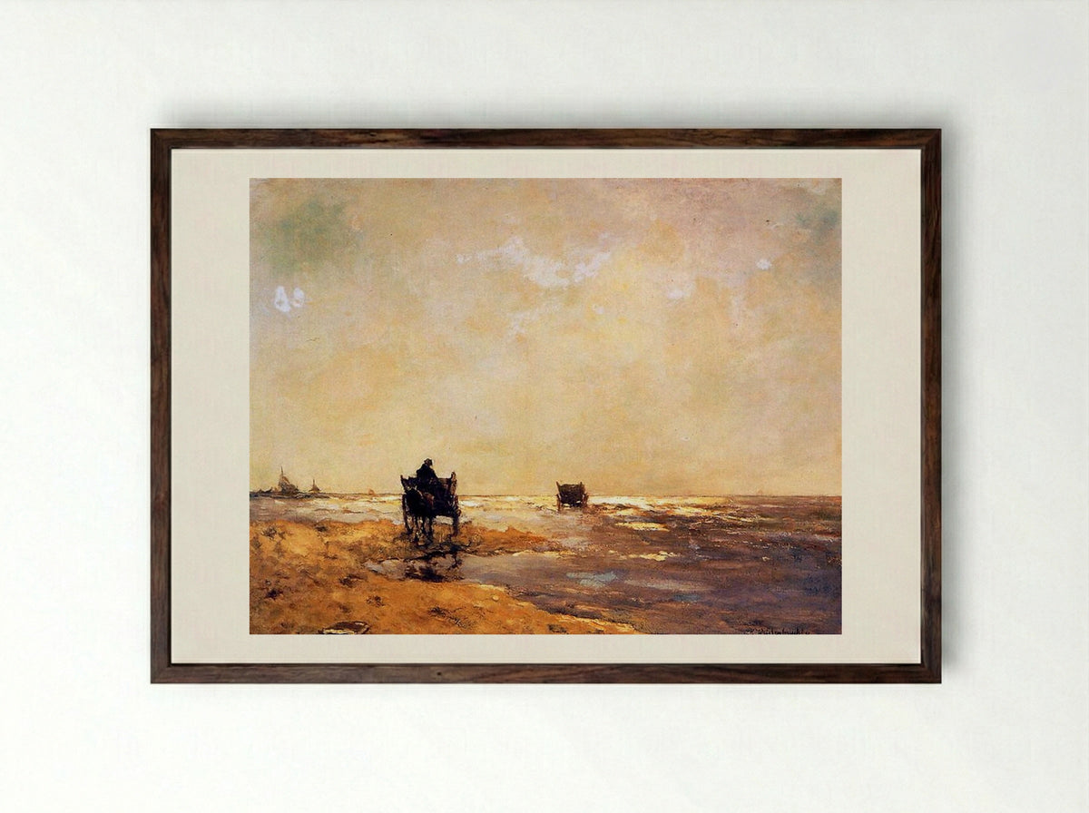 Beach View - Johan Hendrik Weissenbruch - Framed Print Dark Wood
