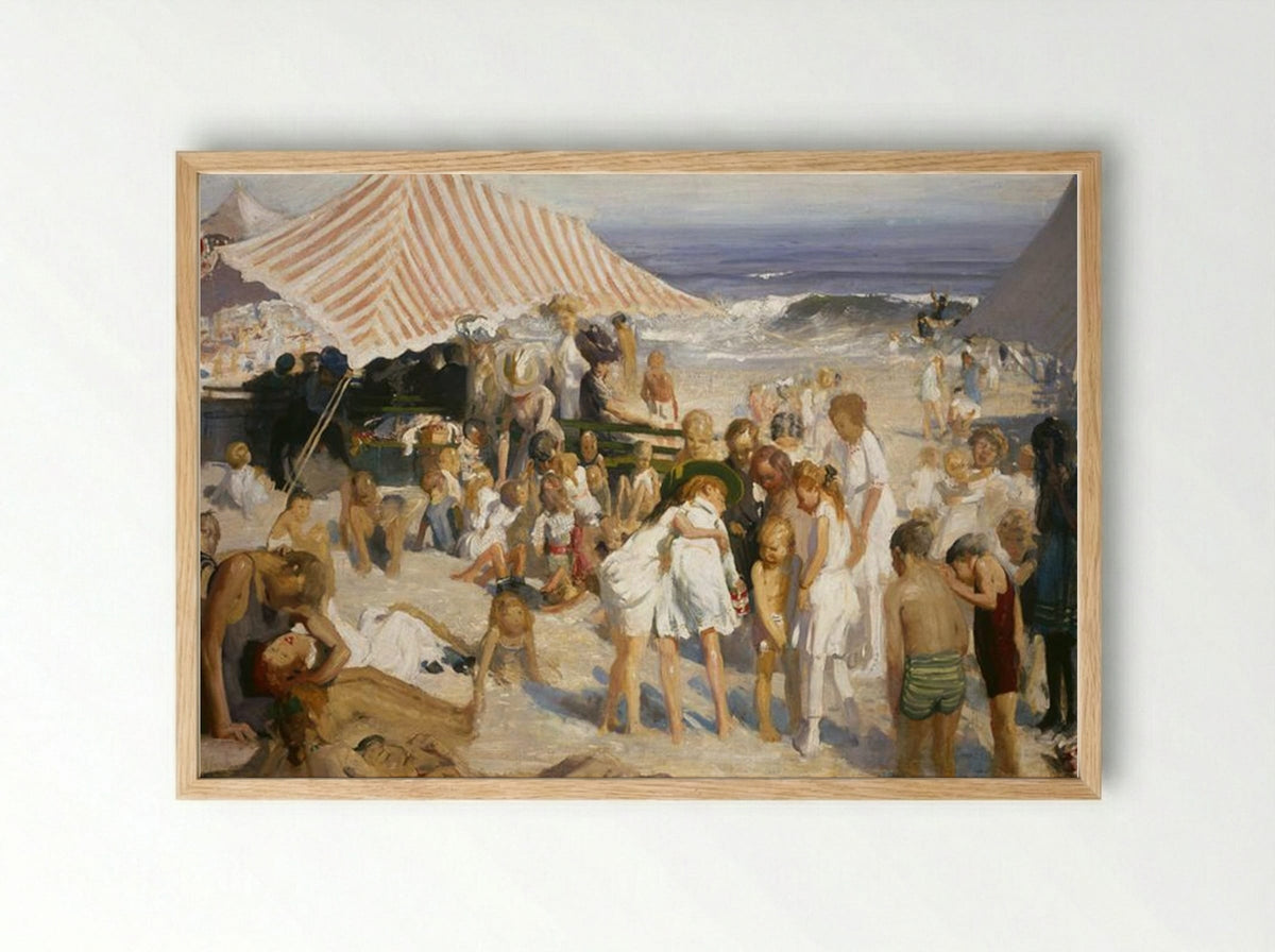 Beach at Coney Island - George Bellows - Framed Print Wood