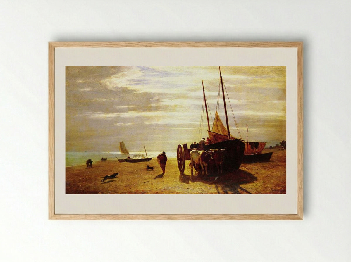 Beach at Trouville - Constant Troyon - Framed Print Wood