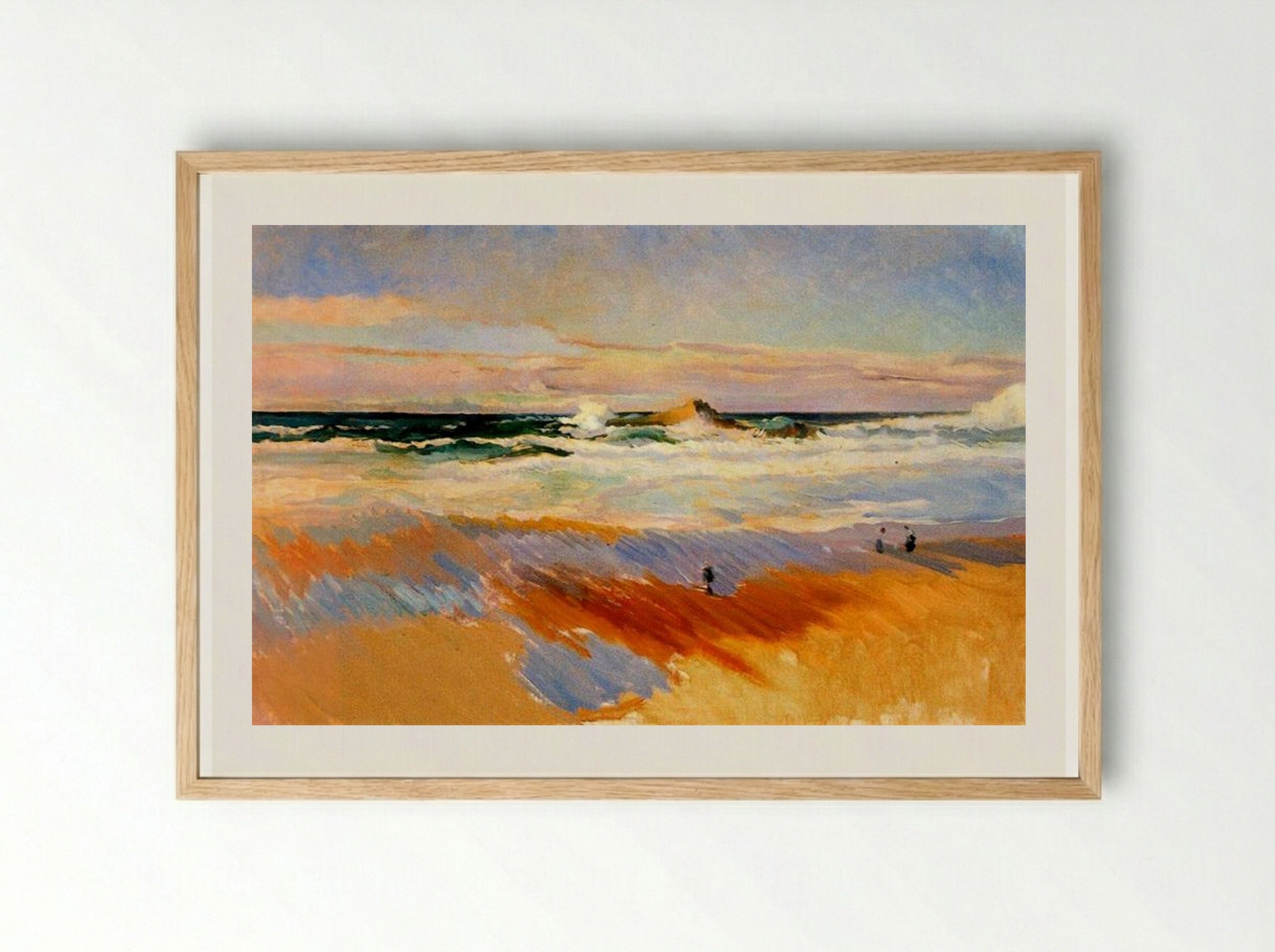 Beach of Biarritz, France - Joaquín Sorolla - Framed Print Wood