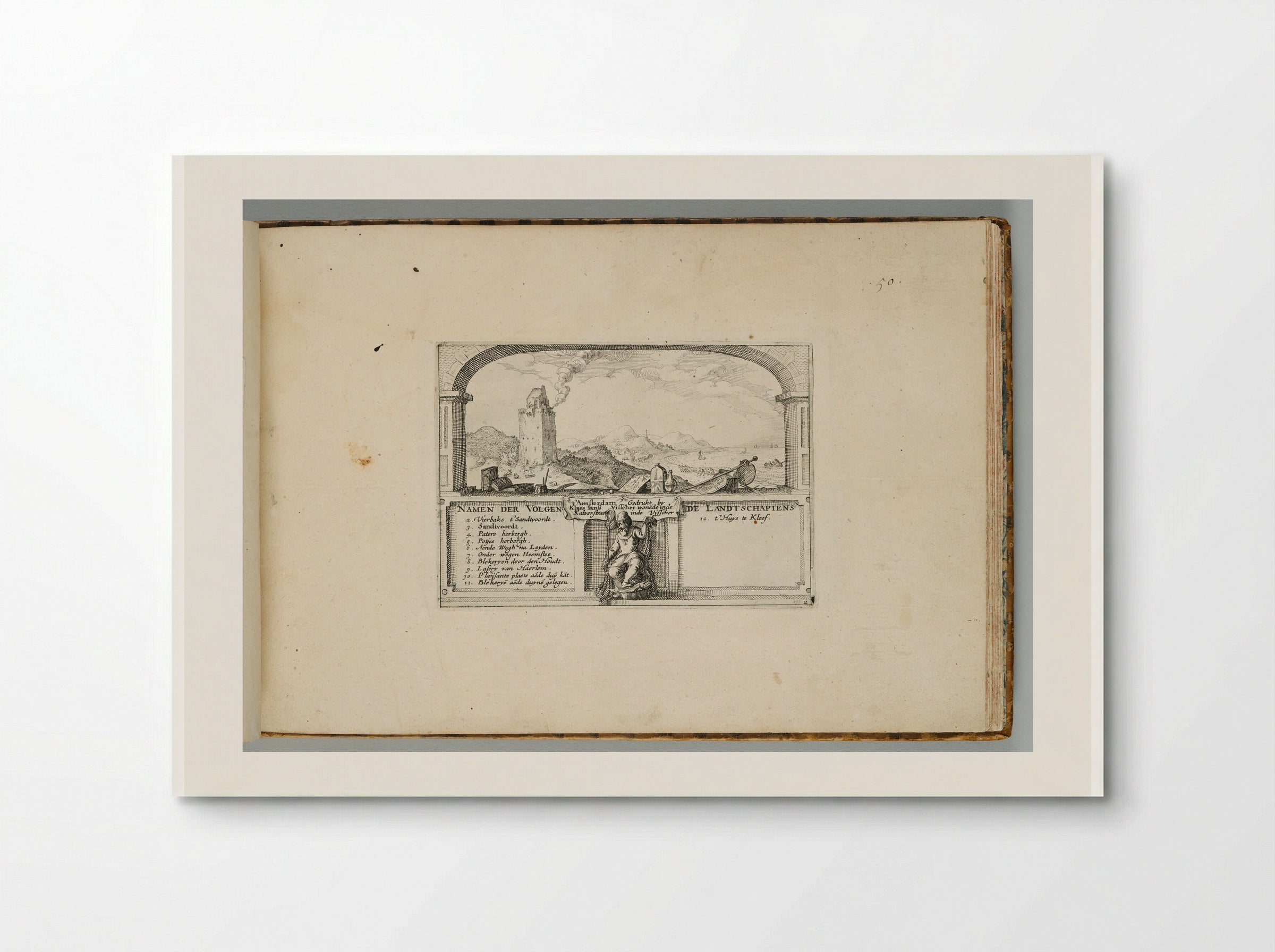 Beacon at Zandvoort, with Table of Contents - Claes Jansz. Visscher - Poster