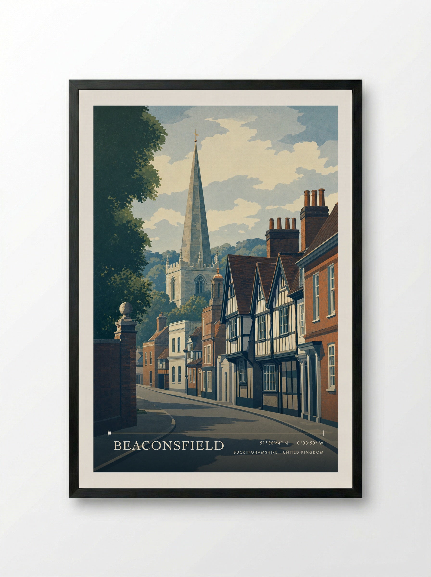 Beaconsfield Buckinghamshire United Kingdom Travel Poster - Framed Print Black