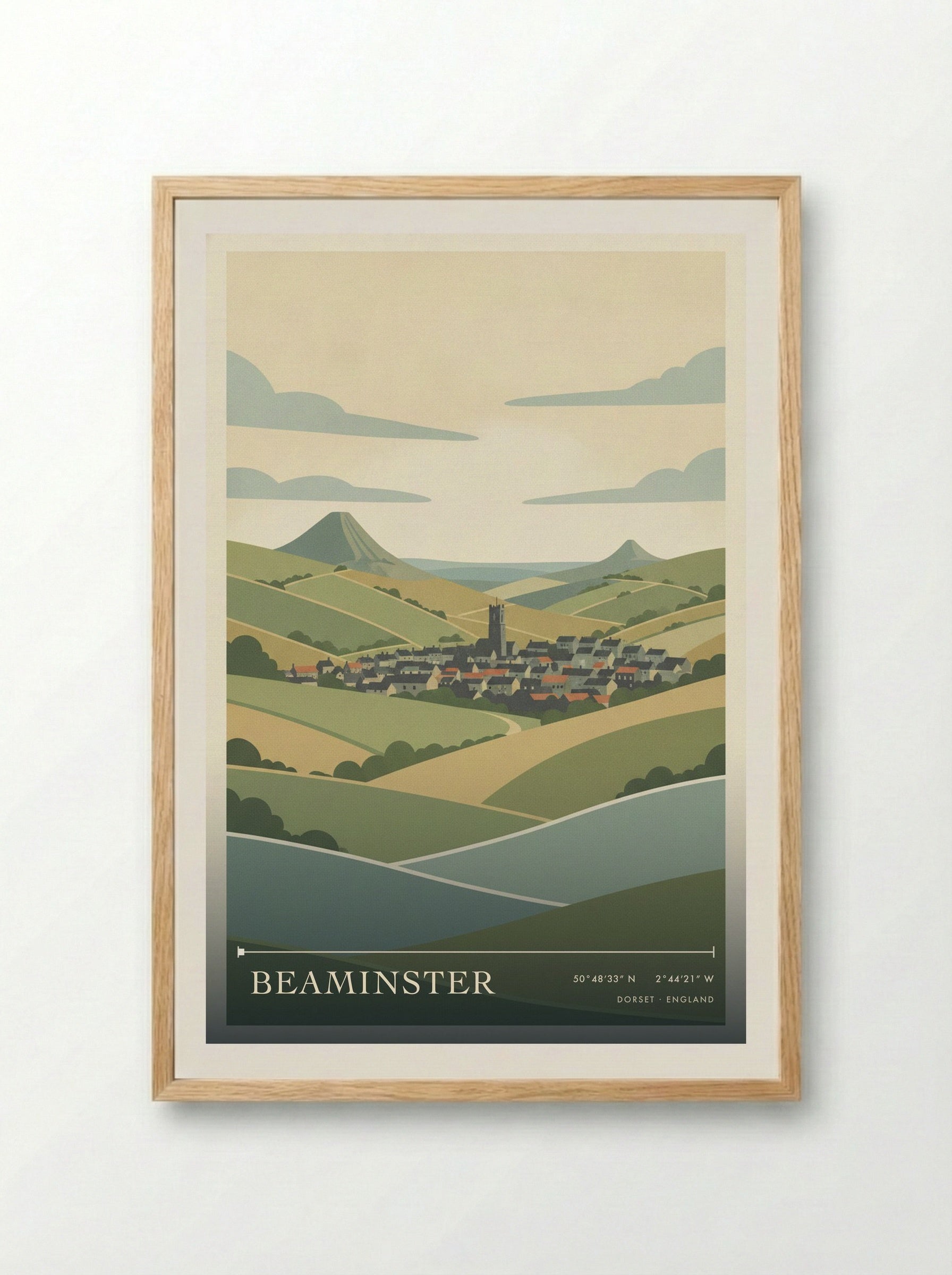 Beaminster Dorset England Travel Poster - Framed Print Wood