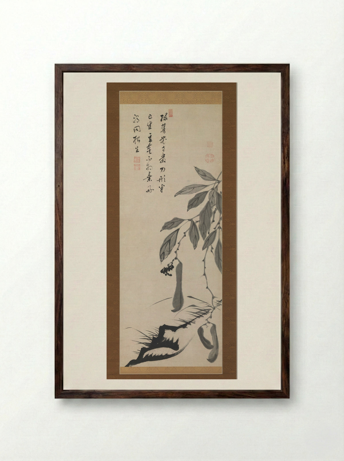 Bean Vine - Itō Jakuchū - Framed Print Dark Wood
