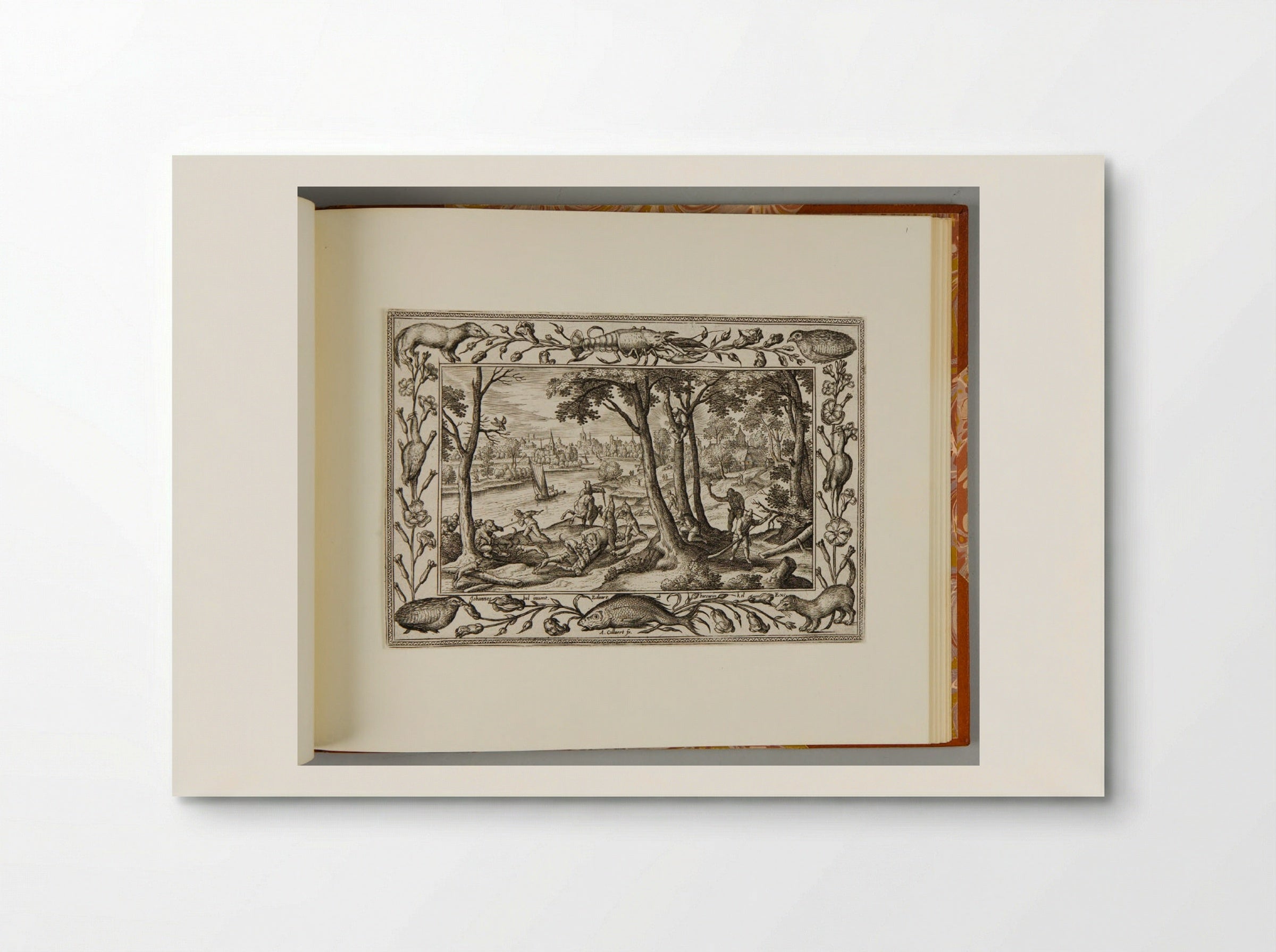 Bear Hunt, with Lobster, Quail, Weasel, and Fish - Adriaen Collaert - Poster