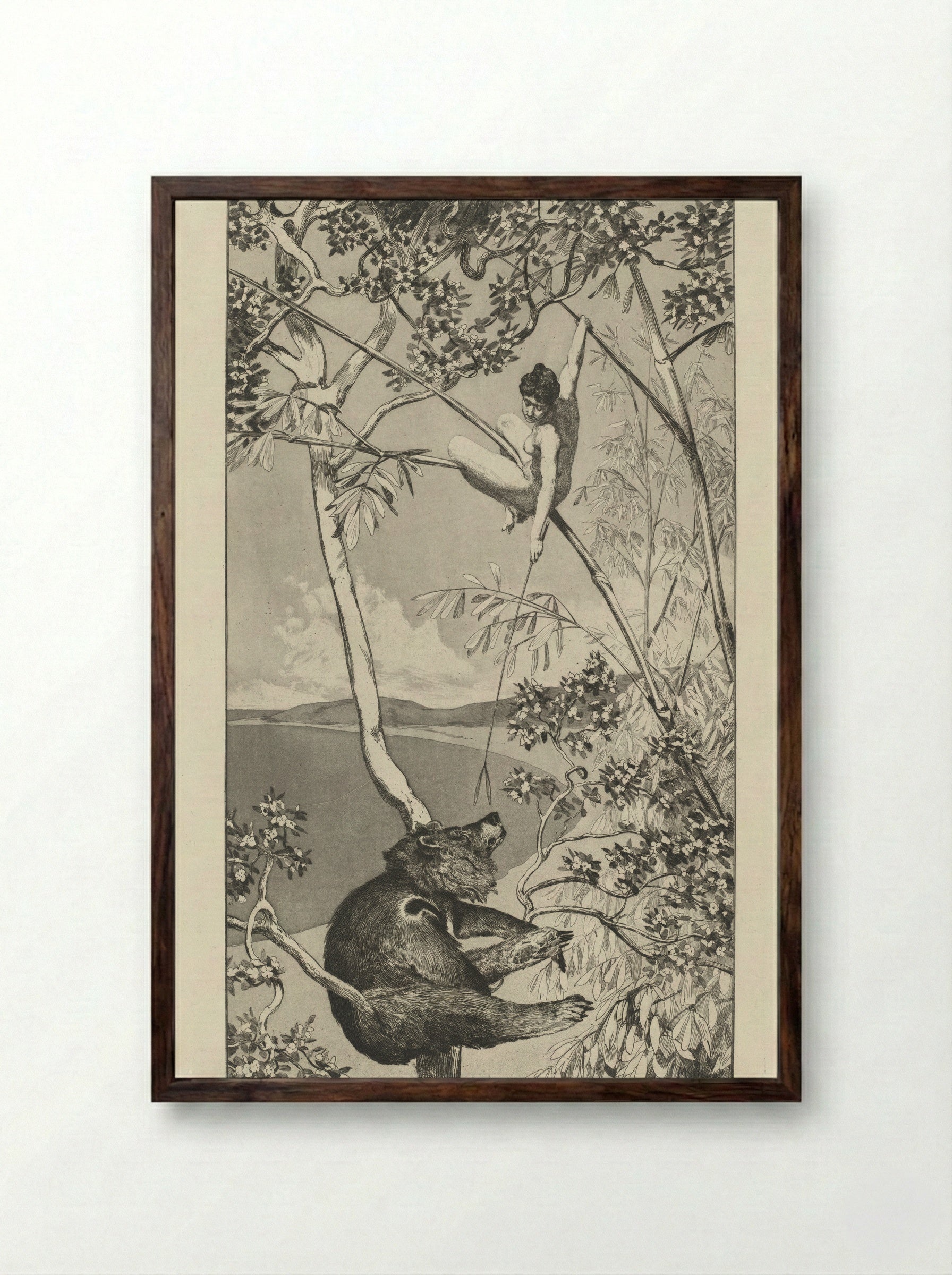 Bear and Elf - Max Klinger - Framed Print Dark Wood